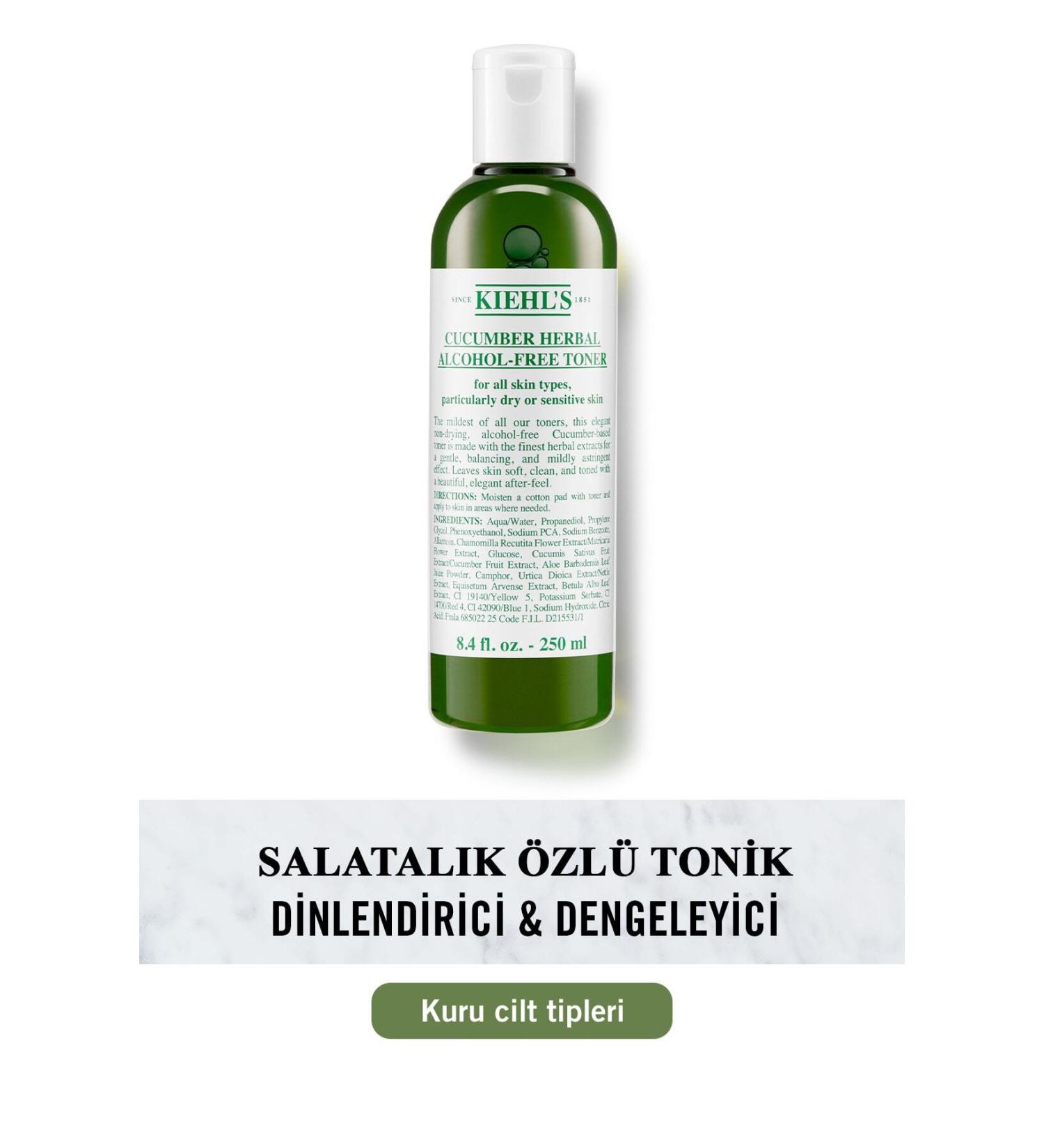Kiehl's Dry/Sensitive Skin Soothing Balancing and Firming Cucumber Extract Alcohol-Free Toner 250ml - Buy Online on GoSupps.com