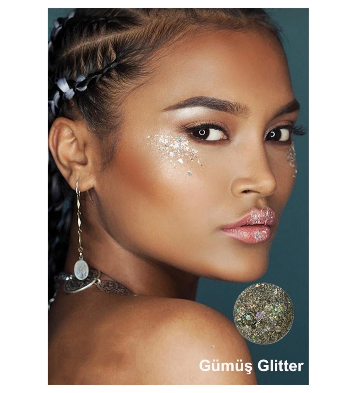 Serashine Gel Form Makeup Glitter Glittery Face Makeup Silver
