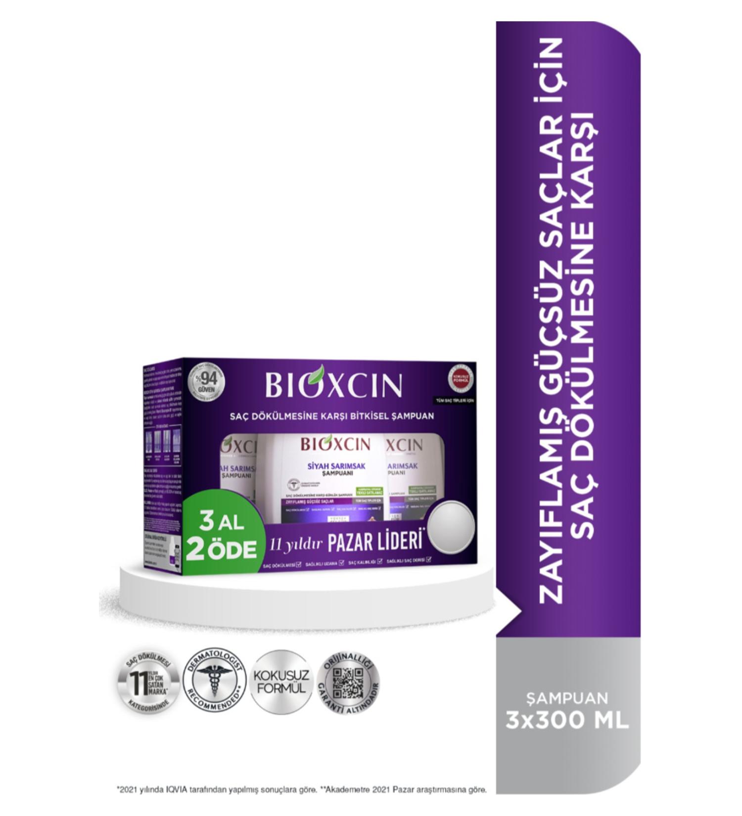 Bioxcin Black Garlic Shampoo Against Hair Loss 300 ml | Buy 3 get 2-MFREYON00926