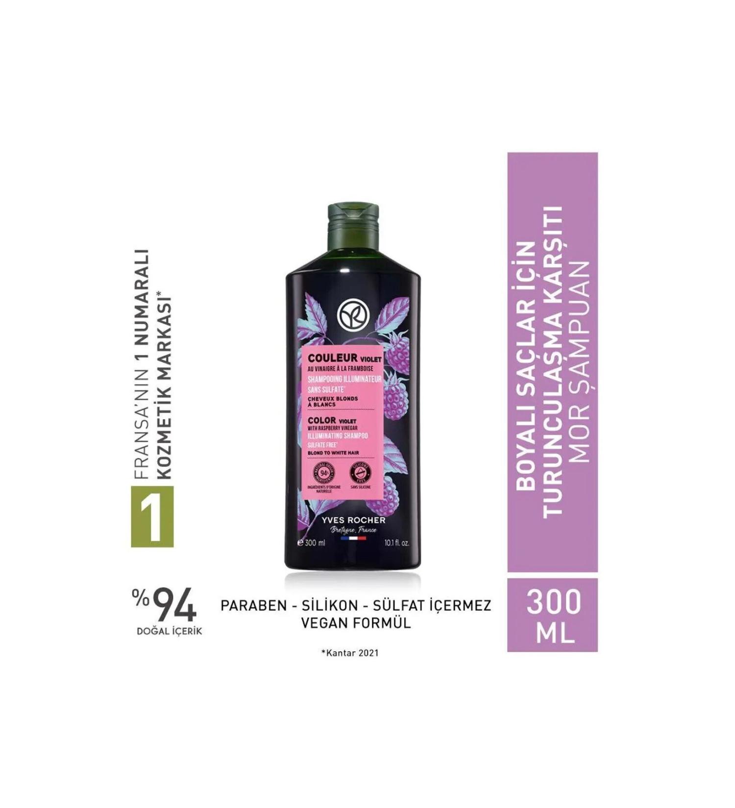 Yves Rocher ANTI-ORANGE PURPLE SHAMPOO - SPLIT END REPAIR DYED HAIR / COULEUR - 300ML DEMBA1969