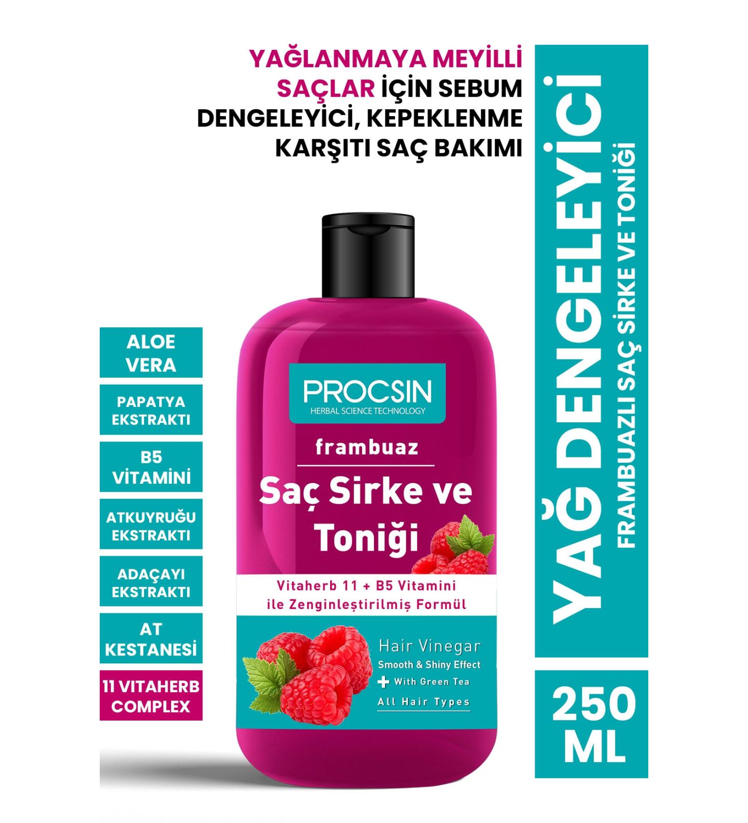 PROCSIN Oil Balancing Raspberry Hair Vinegar and Tonic 250 ml - Buy Online on GoSupps.com