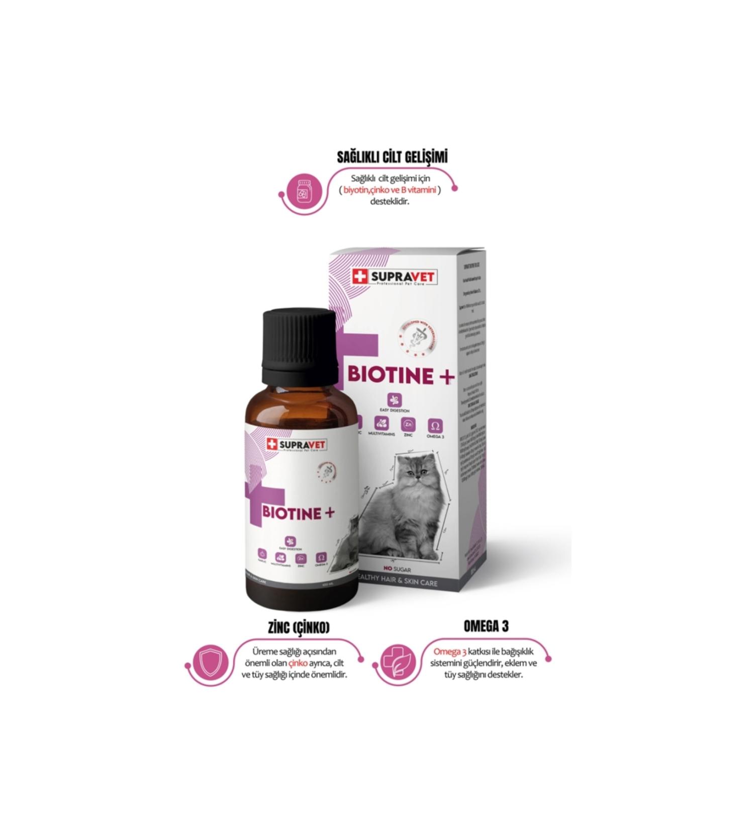 Supravet BIOTINE CAT EXTRA SKIN AND HAIR HEALTH DROPS 100 ML - Buy Online on GoSupps.com