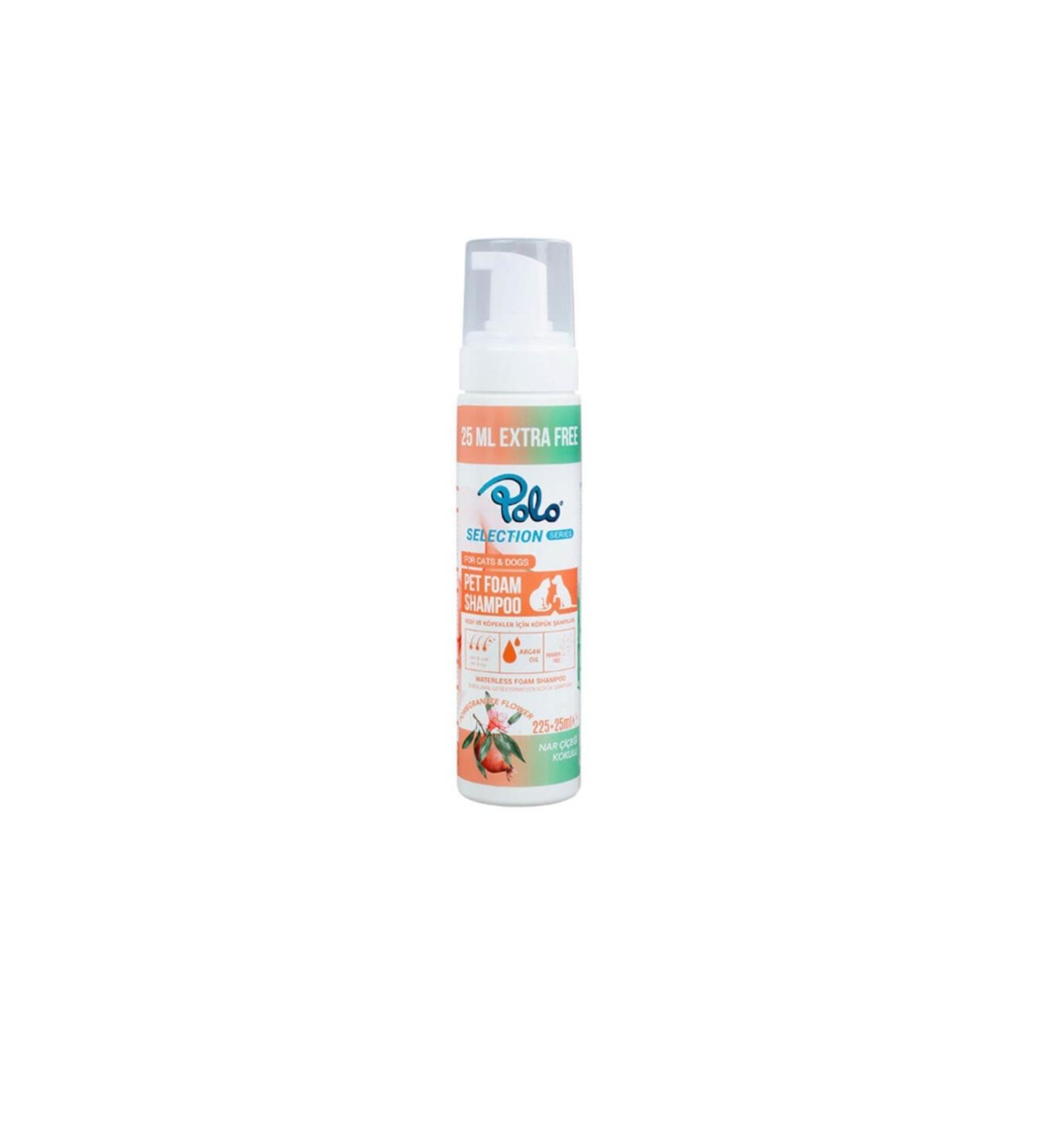FOAM SHAMPOO FOR CATS AND DOGS WITH POMEGRANATE FLOWER SCENT 225 ML +25 ML DOES NOT REQUIRE RINSING