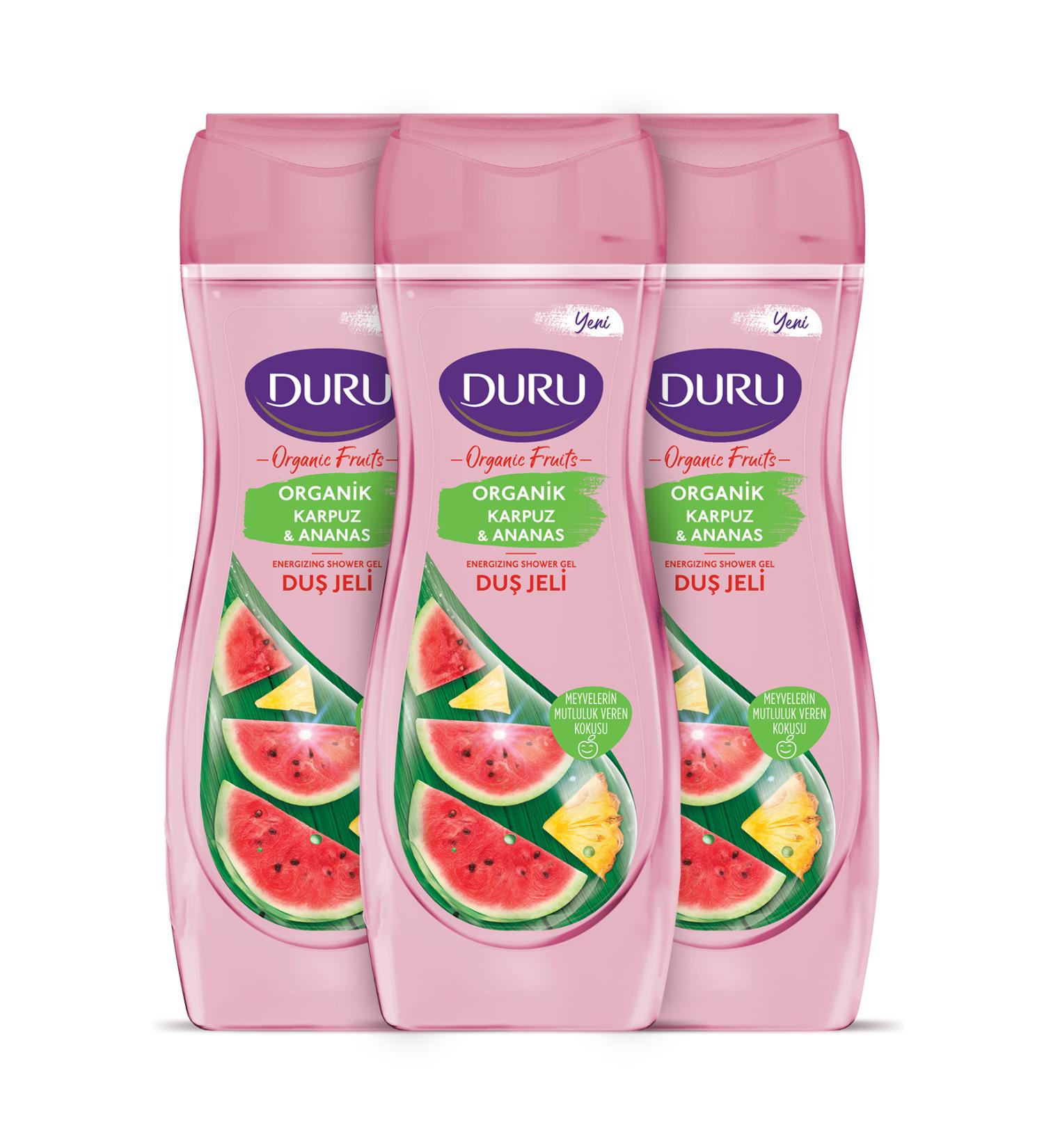 Duru Organic Fruits Watermelon & Pineapple Shower Gel 3x450ml - Buy Online on GoSupps.com