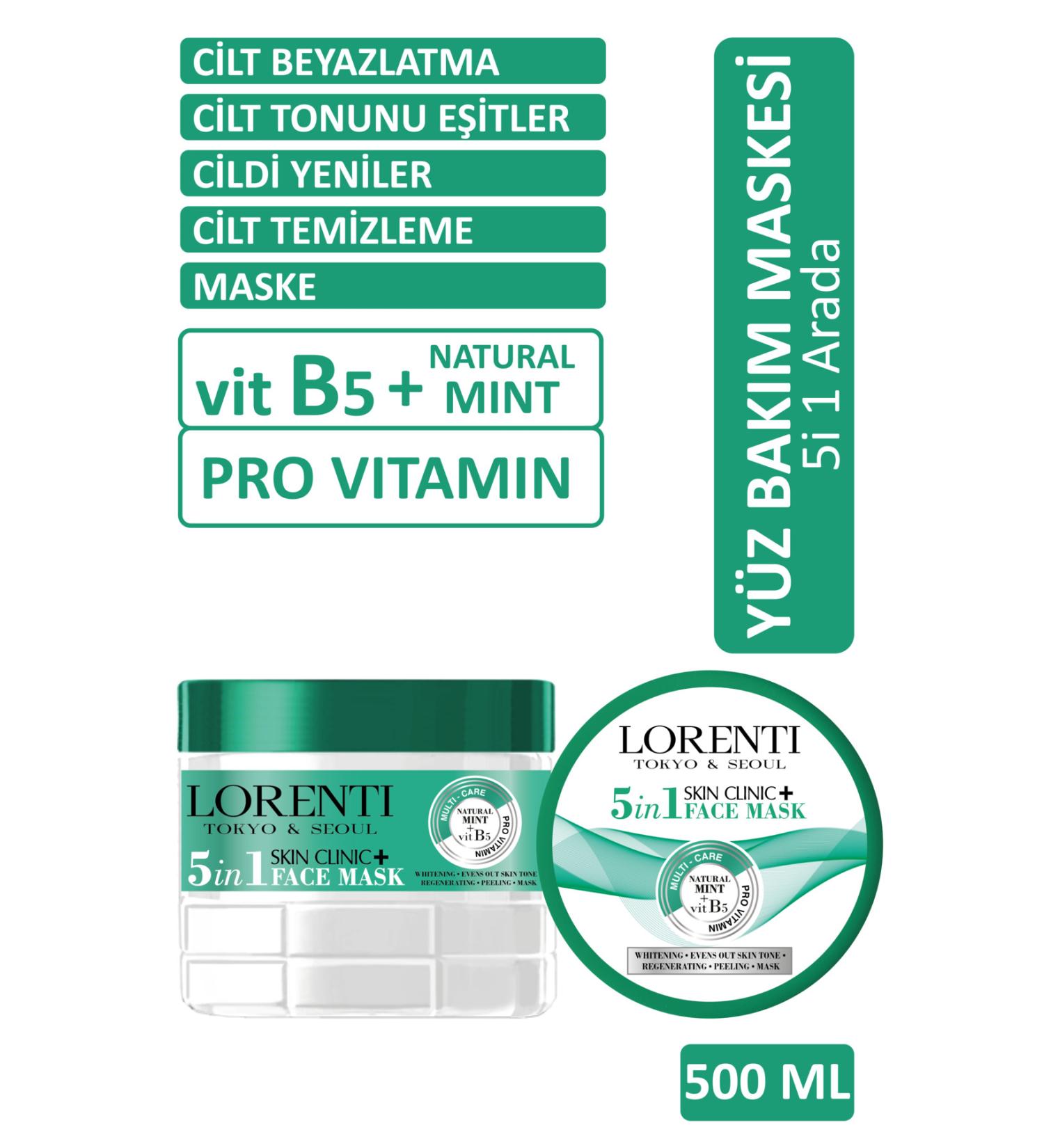 LORENT Natural Mint Vitamin B5 5 in 1 Face Care Mask