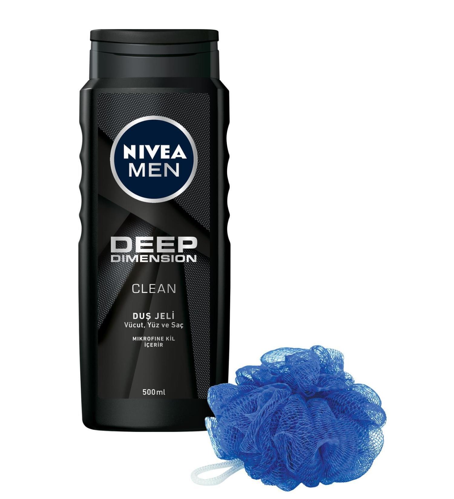 NIVEA Men Deep Dimension Shower Gel 500 Ml + Washcloth Gift