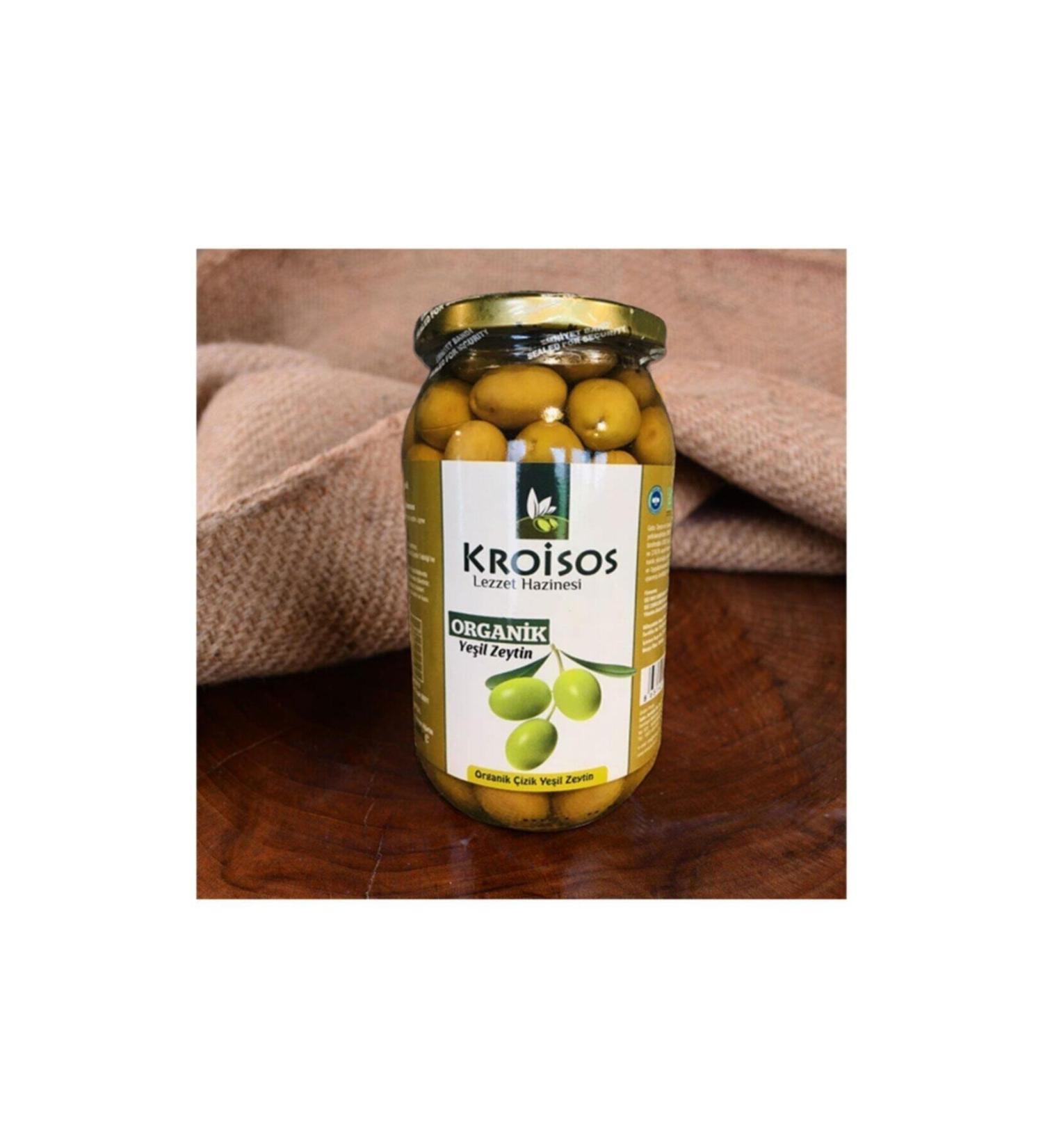 Kroisos Organic Green Scratched Olives 1000gr