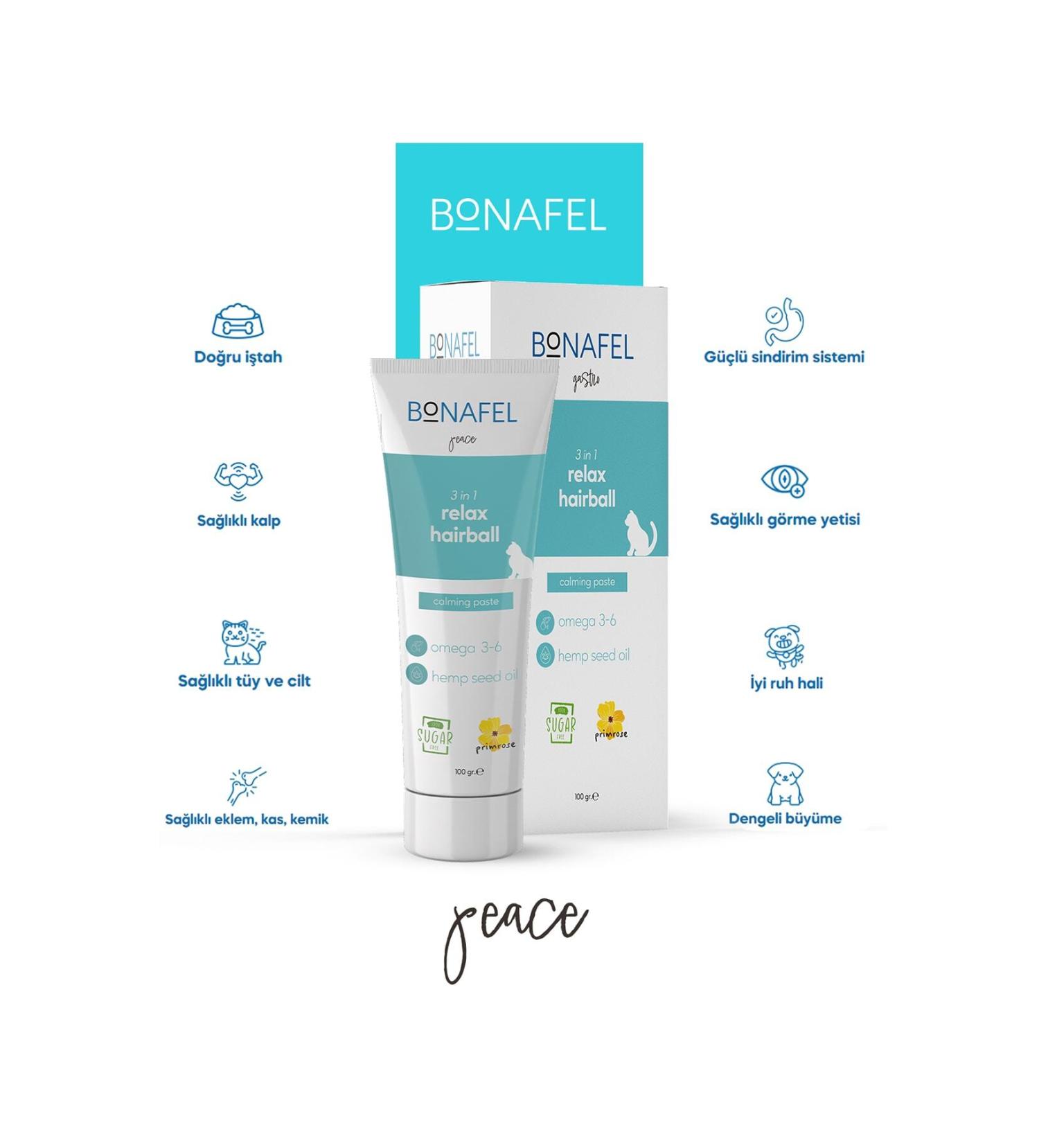 Bonafel Anti-stress Hairball Prevention Paste for Cats Malt 100 Gr - Omega 3 and 6 Hemp Oil - Buy Online on GoSupps.com