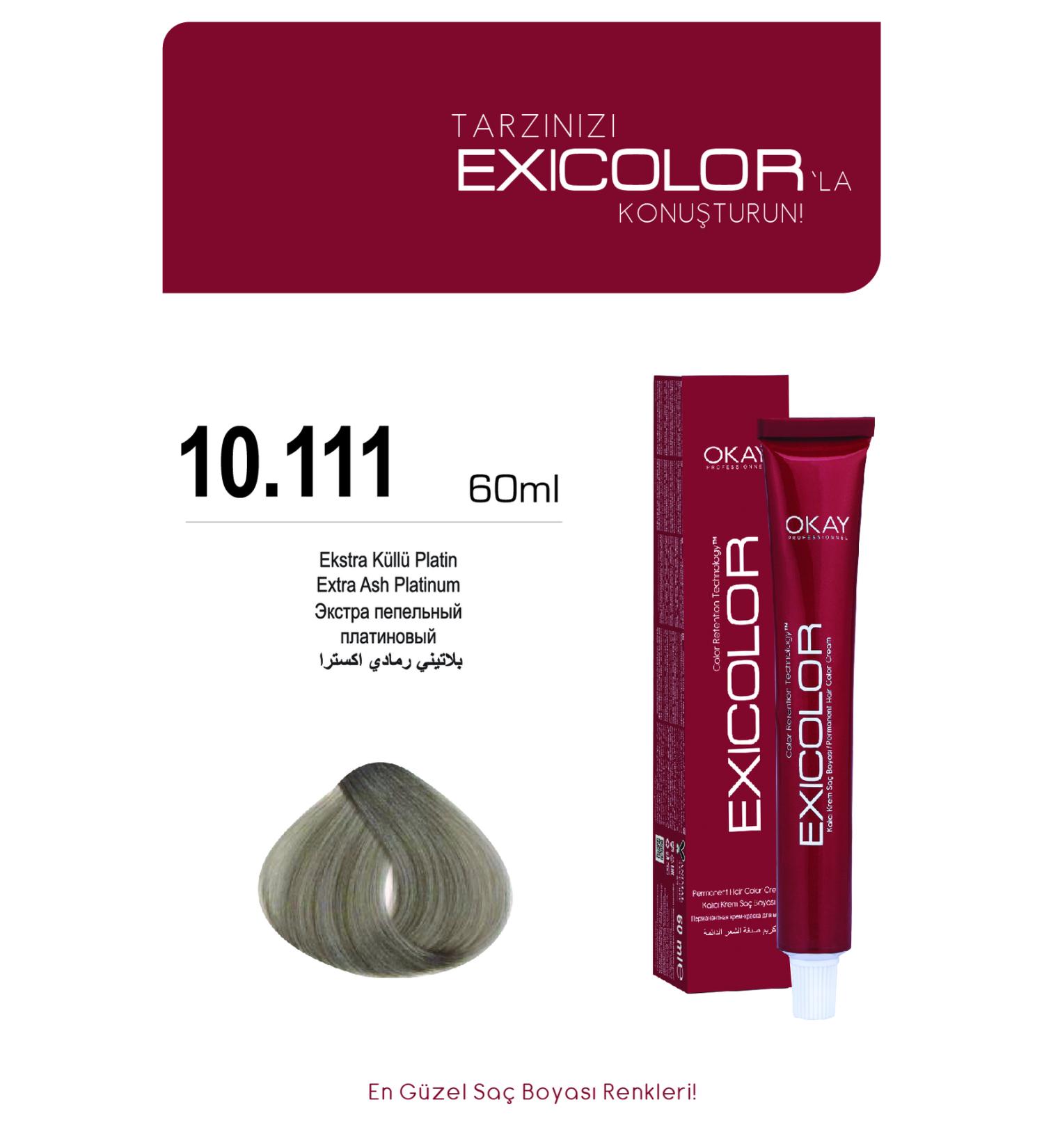 Exicolor 10.111 EXTRA ASH PLATINUM Permanent Cream Hair Dye 60ml - Buy Online on GoSupps.com