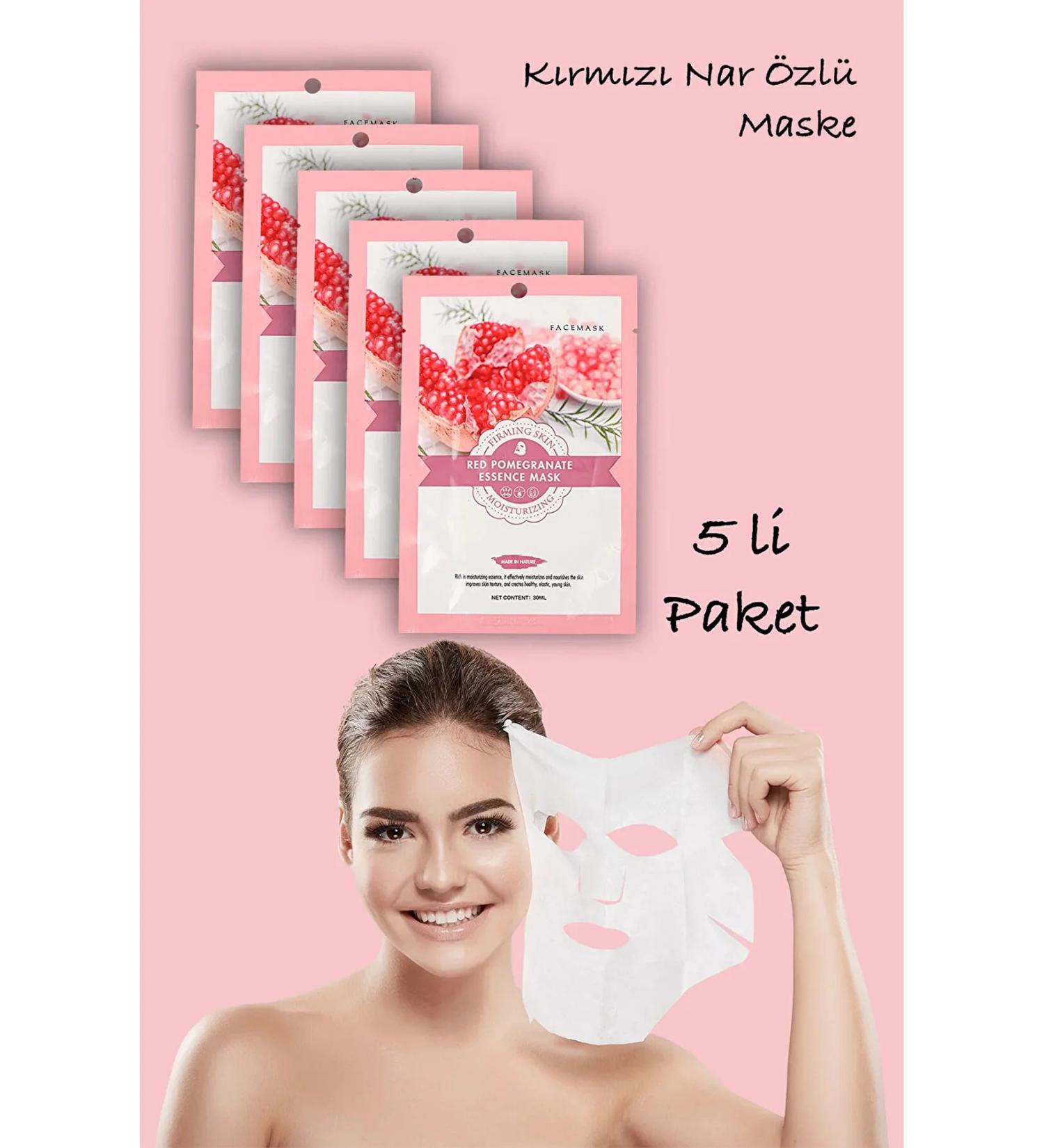qualityworld 5 Pieces Red Pomegranate Face Care Mask High Moisture For Dry Skin XLM427 - Buy Online on GoSupps.com