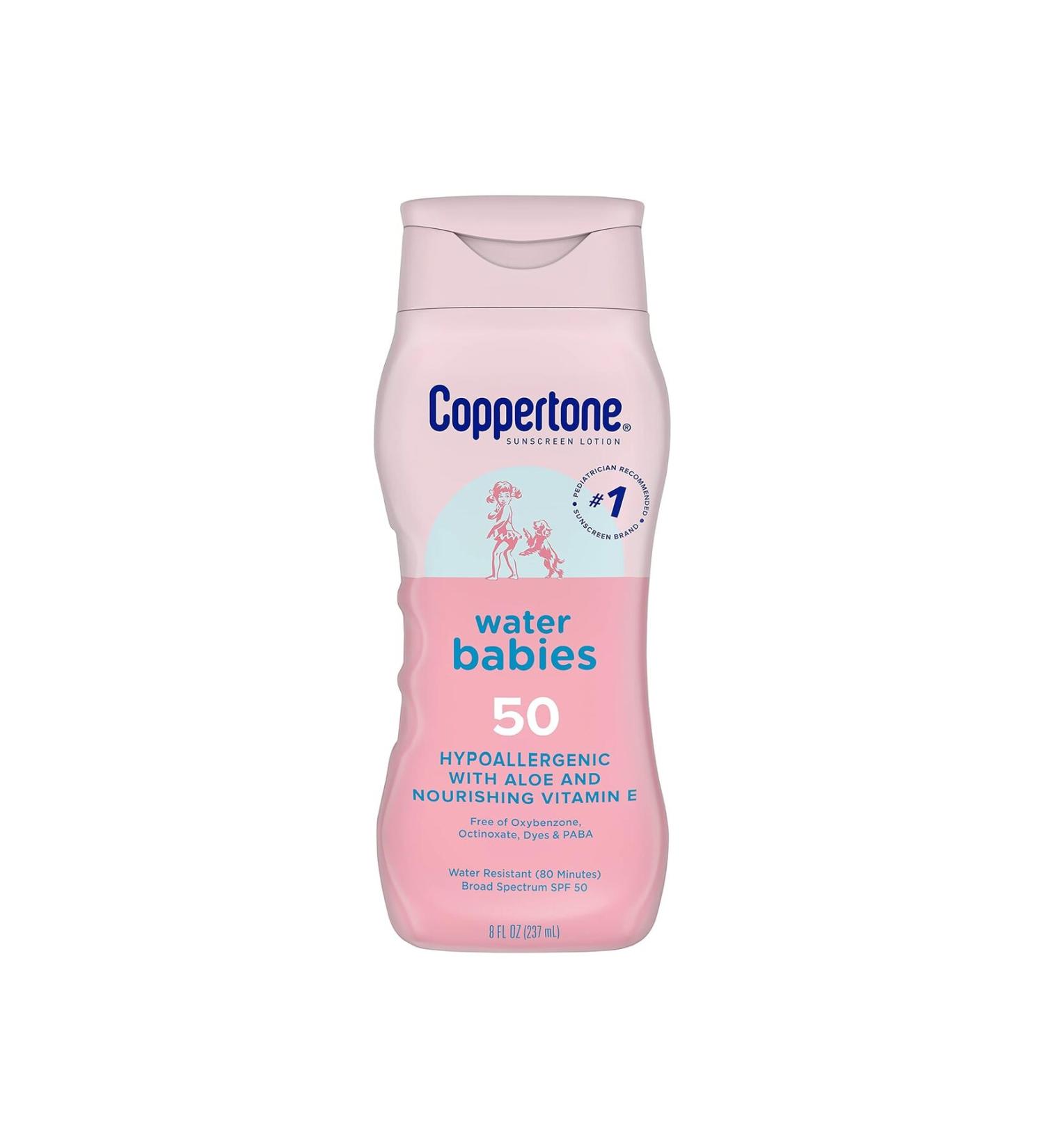 Coppertone Water Babies Sunscreen Lotion SPF 50 Water Resistant Sun Cream 237 Ml 8 OZ