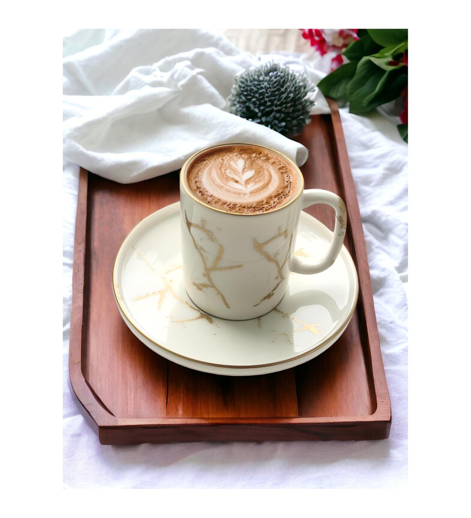 Nur Porcelain Kitchen's Indispensable Guests' Favorite Coffee Cup Set 12 Pieces for 6 People