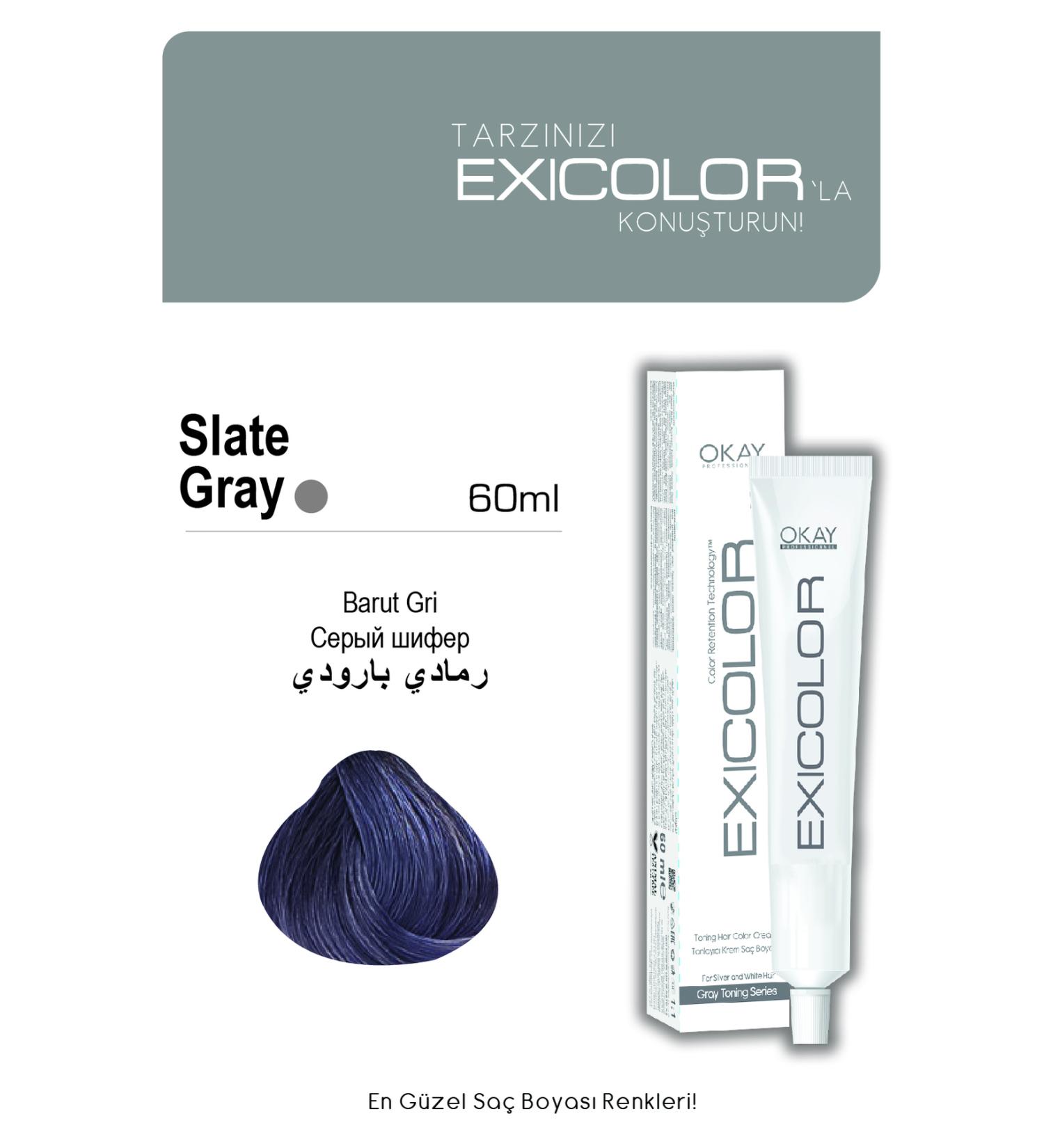Exicolor BARUT GREY Permanent Cream Hair Dye 60ml