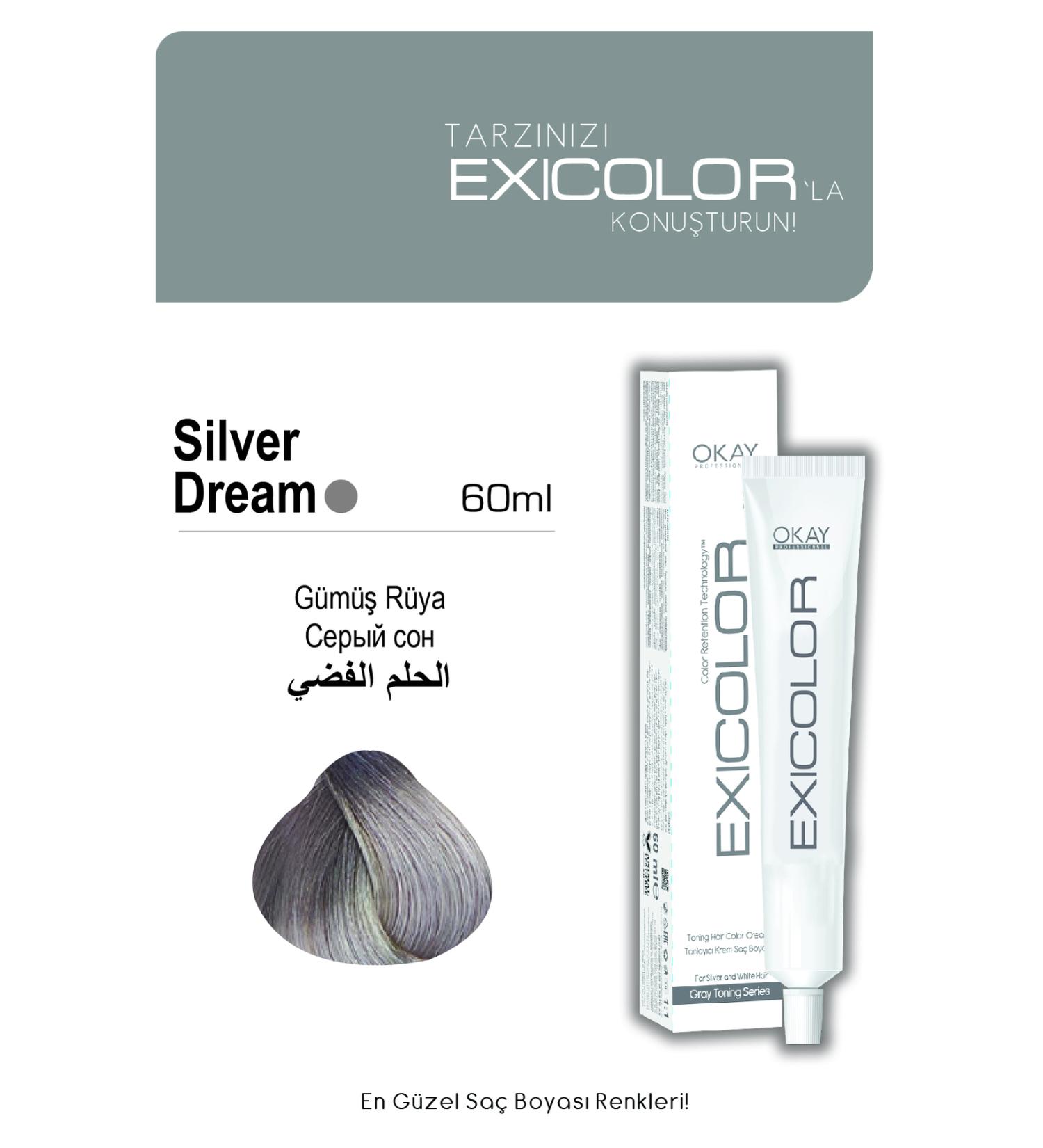 Exicolor SILVER DREAM Permanent Cream Hair Dye 60ml