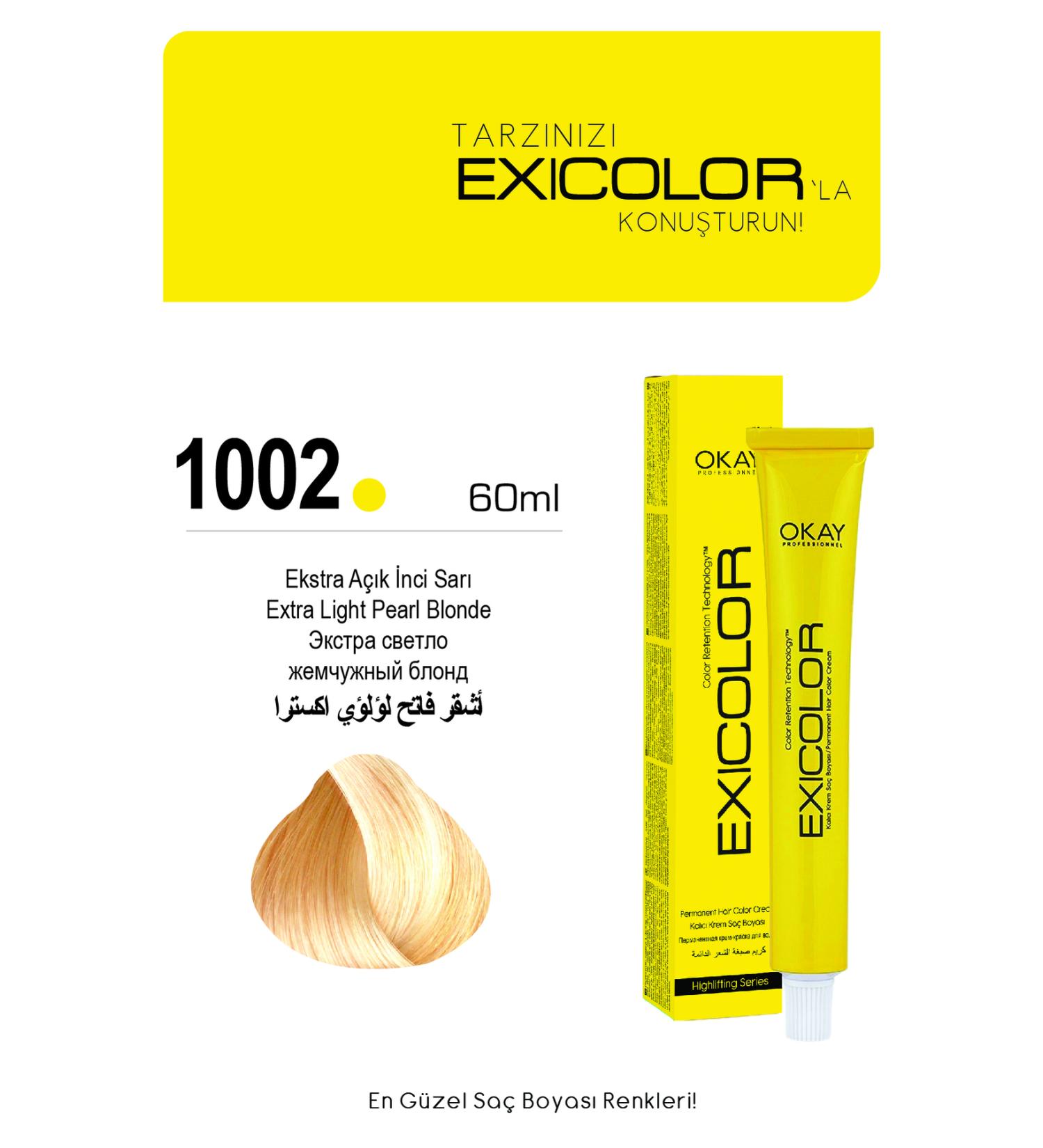 Exicolor 1002 EXTRA LIGHT PEARL YELLOW Permanent Cream Hair Dye 60ml - Buy Online on GoSupps.com
