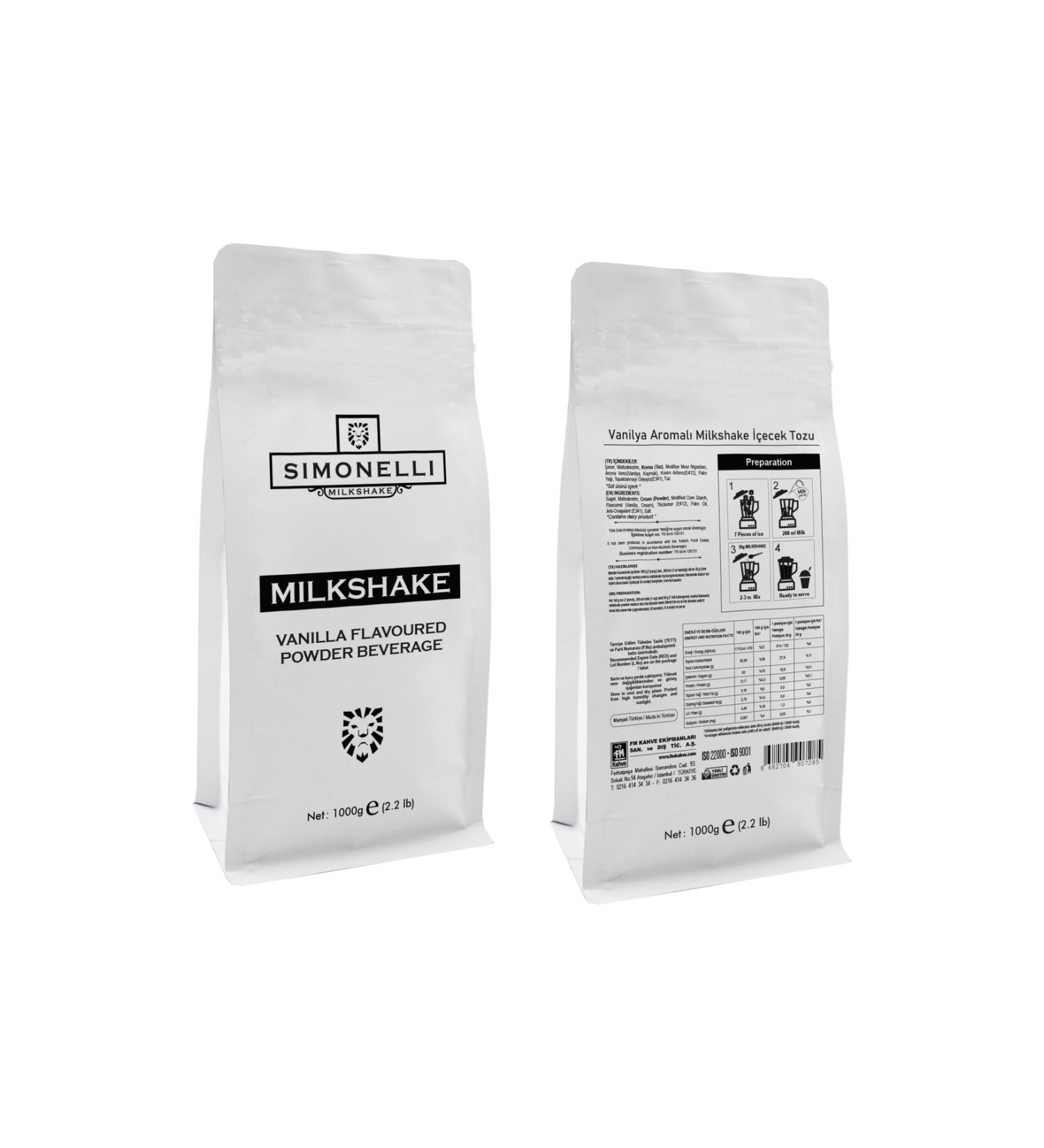 Simonelli Milkshake Vanilla Flavor 1000g Pack