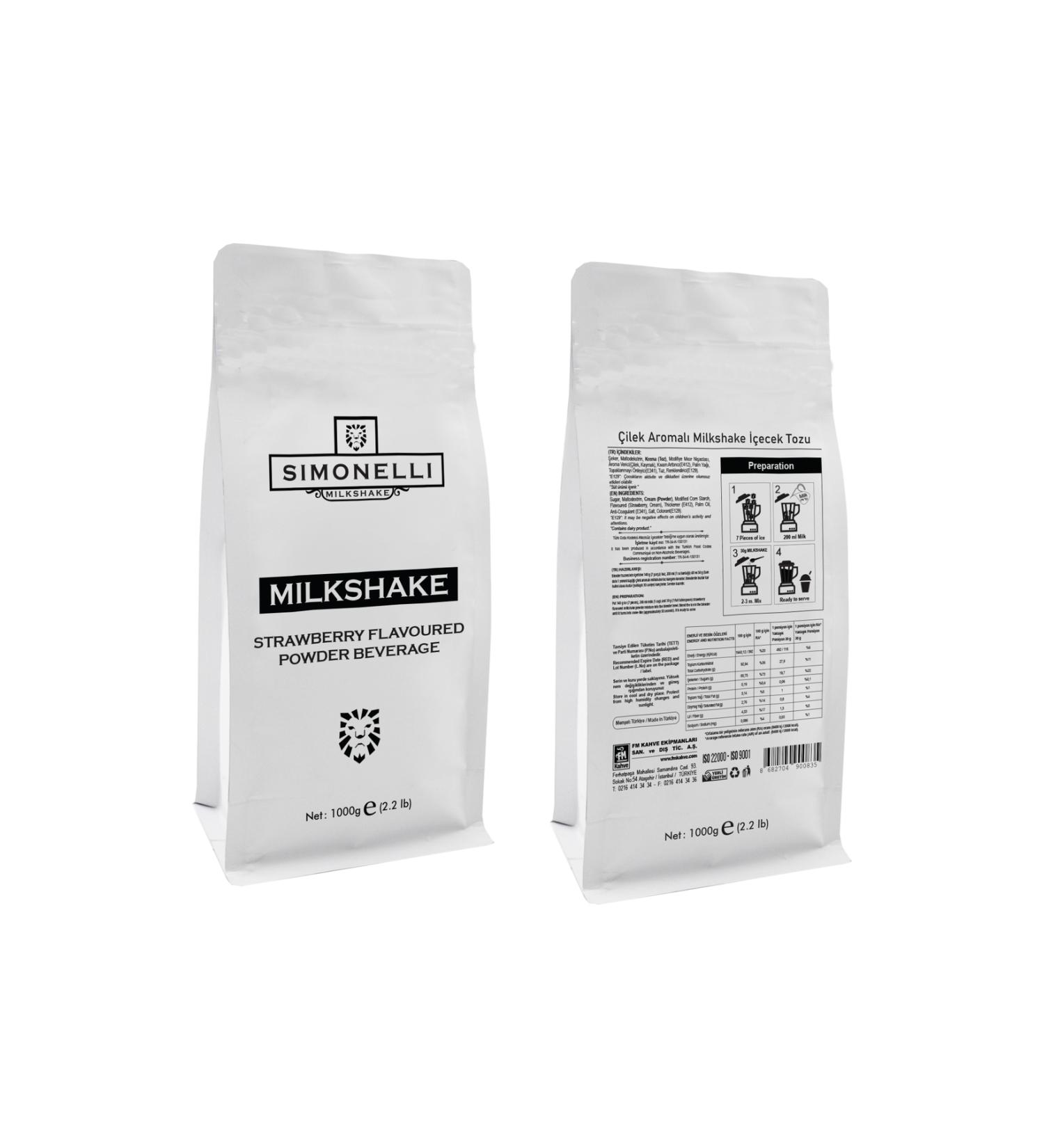 Simonelli Milkshake Strawberry Flavored 1000g Pack