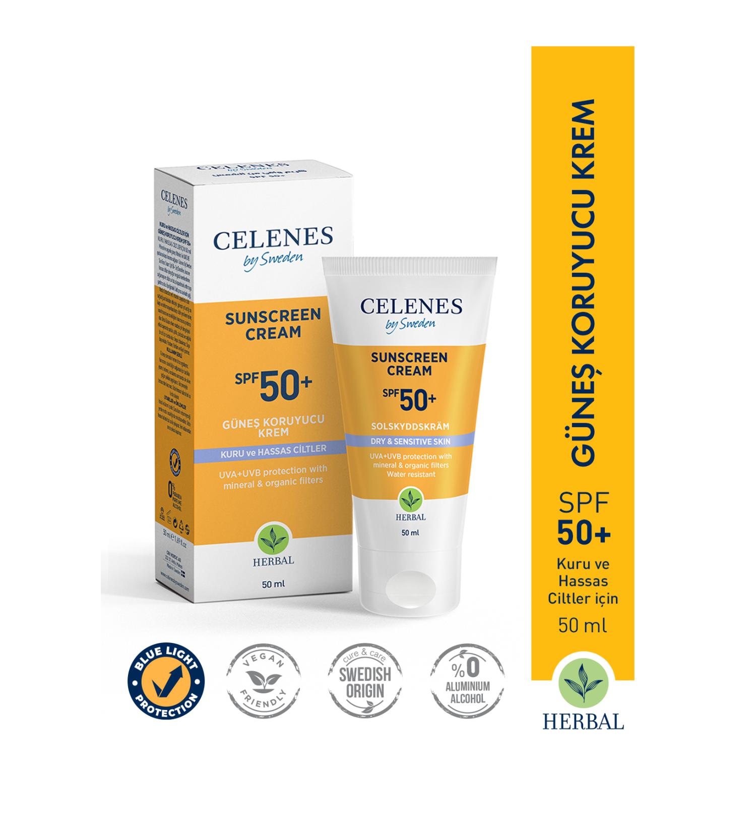 Celenes by Sweden HERBAL SK N BR GHTEN NG SUN CREAM DRY AND SENSITIVE SK N 50+ SPF 50 ML KEYON2061 - Buy Online on GoSupps.com
