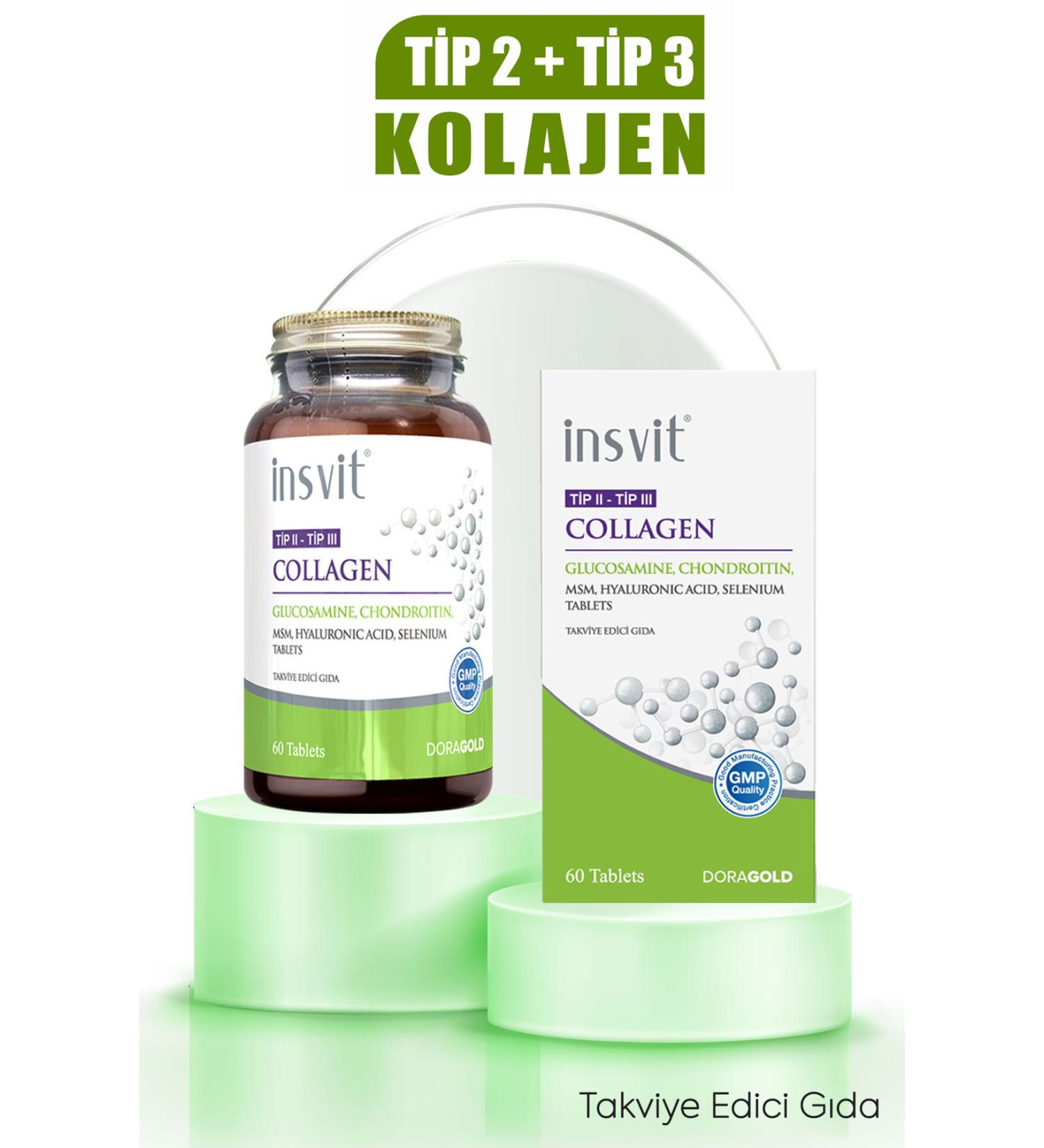 insvit Type 2 Type 3 Collagen Hyaluronic Acid Glucosamine Chondroitin Msm Vitamin C Collagen 60 Tablets - Buy Online on GoSupps.com