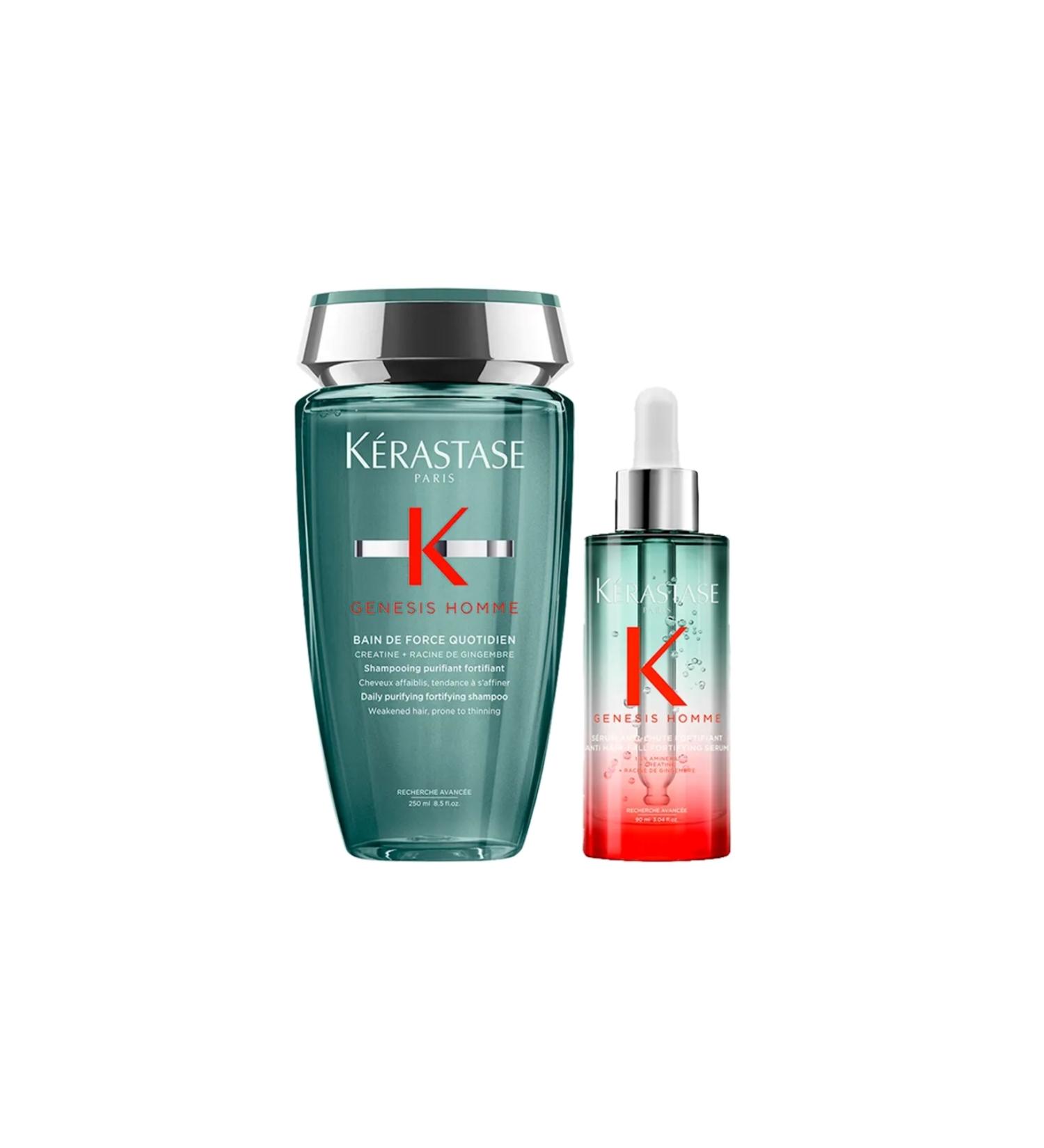 Kerastase Genesis Homme Quotidien Men's Purifying Shampoo 250 ml and Anti-Hair Loss Serum 90 ml CYT5 - Buy Online on GoSupps.com