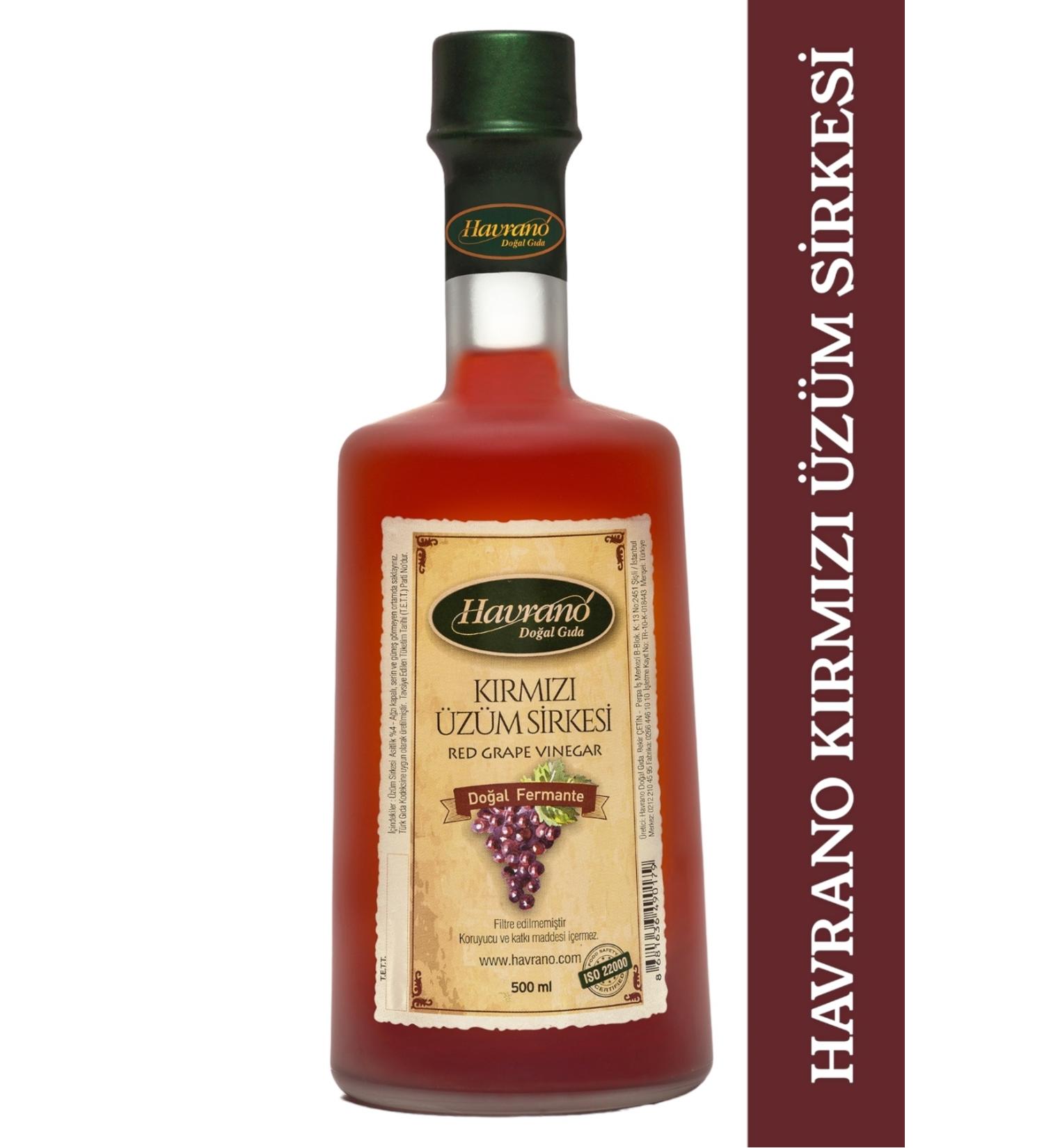 Havrano 0 Natural Fermented Red Grape Vinegar 500 Ml