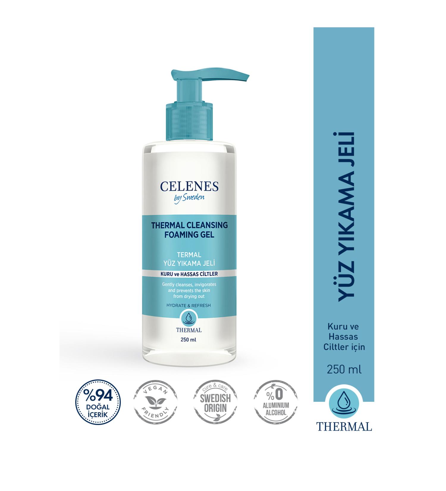 Celenes by Sweden THERMAL SKIN LIGHTENING FACE CLEANSING GEL 250ML DRY/SENSITIVE KEYON2148