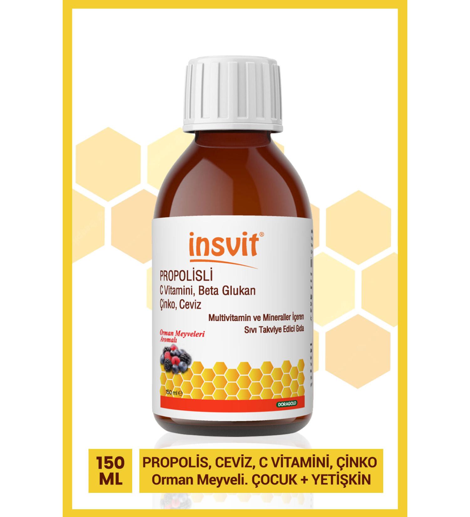 insvit Propolis Vitamin C Beta Glucan Zinc Walnut Multivitamin and Mineral Vitamin Syrup 150 ml - Buy Online on GoSupps.com