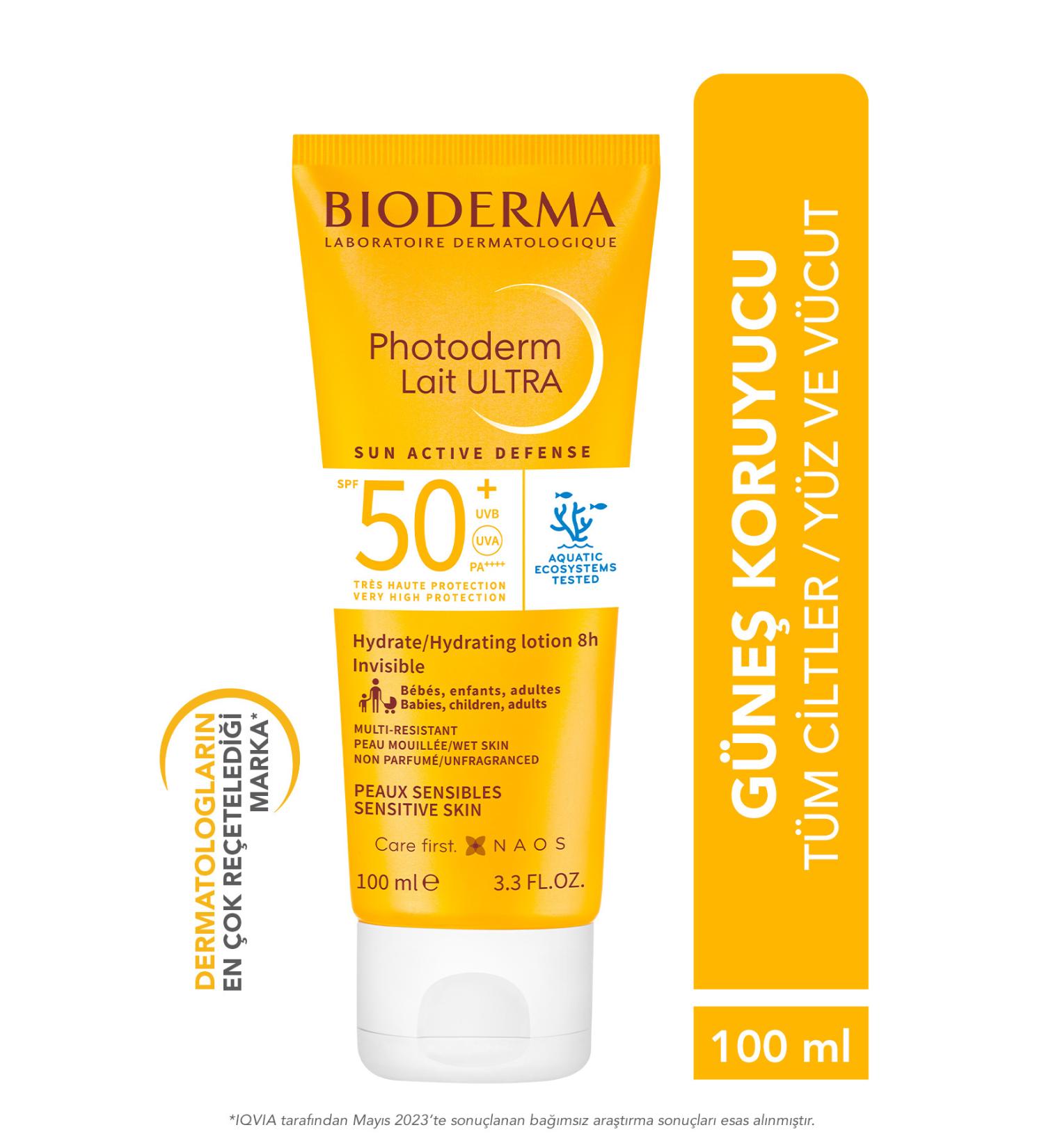 Bioderma LAITE ULTRA SPF50+ SKIN BRIGHTENING PROTECTION MILK FORM FACE BODY SUN CREAM 100 ML PSSN1752