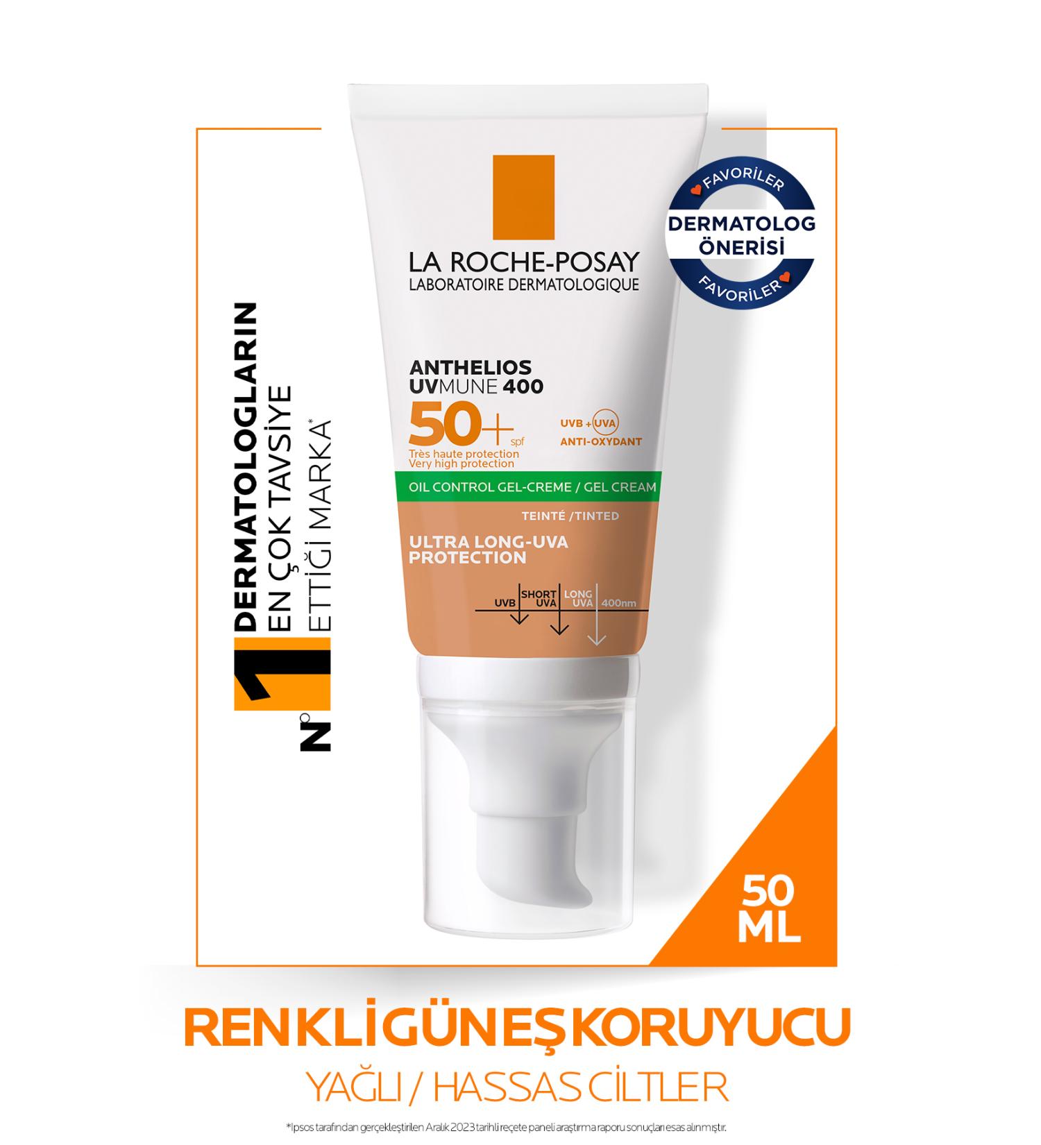La Roche Posay ANTHEL OS GEL CREAM SPF50+COLORED FACIAL SUNSCREEN O LY-COMB NAT ON SK N 50ml PSSN1680