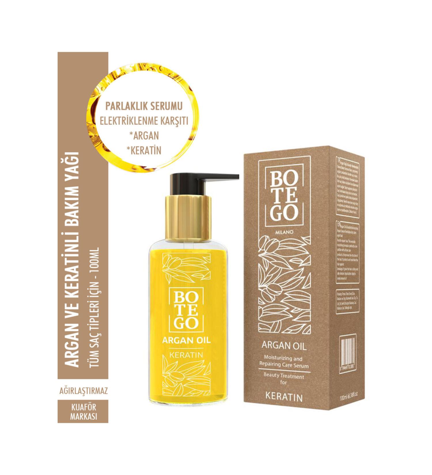 botegohair Botego Milano Argan Oil & Keratin Moisturizing Repair Care Serum 100 ml - Buy Online on GoSupps.com
