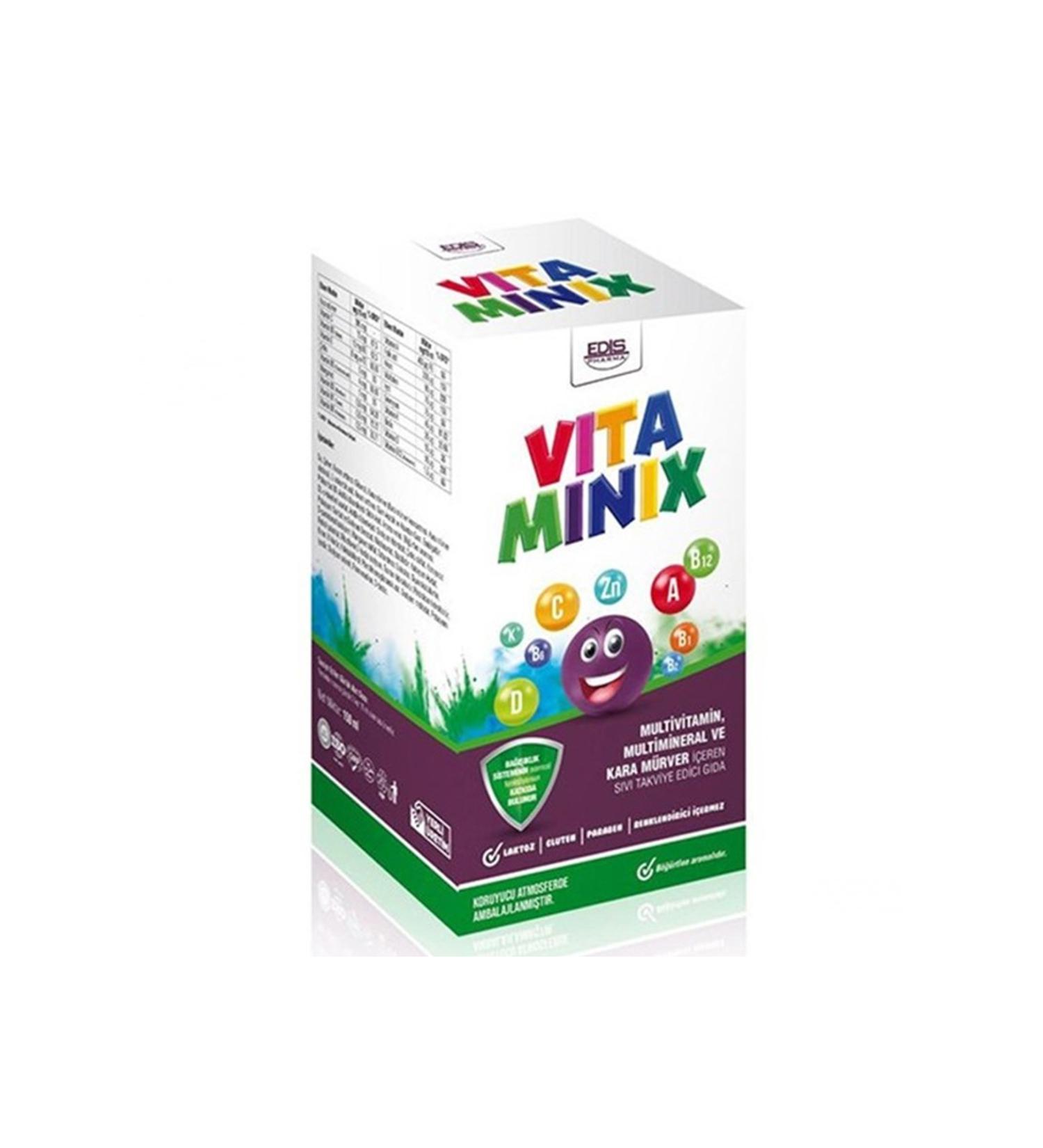 EDIS PHARMA Vitaminix Multivitamin Multimineral and Black Elderberry Syrup 150 ml