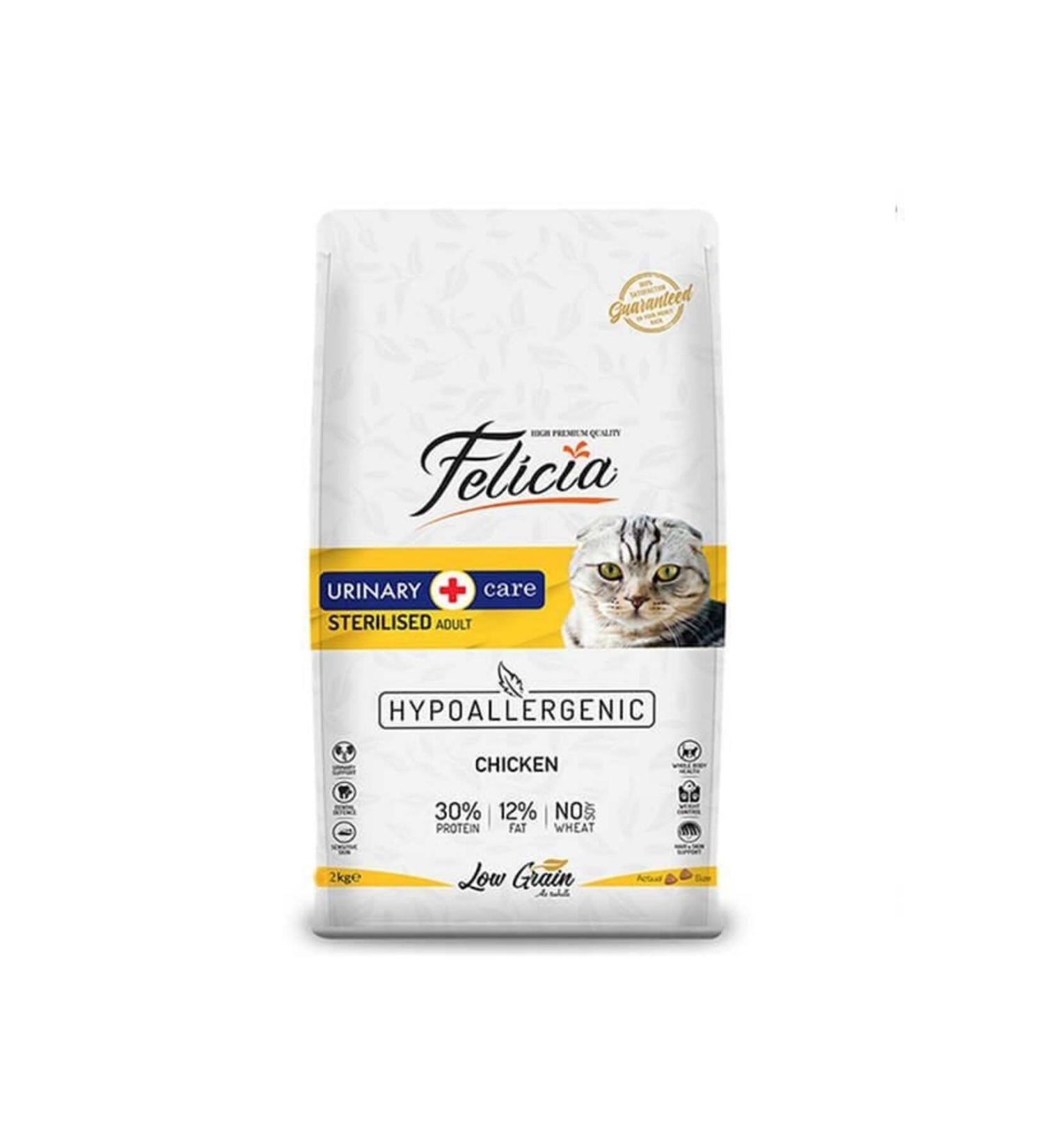 Felicia Sterilized Chicken Hypoallergenic Cat Food Low Grain 2 kg