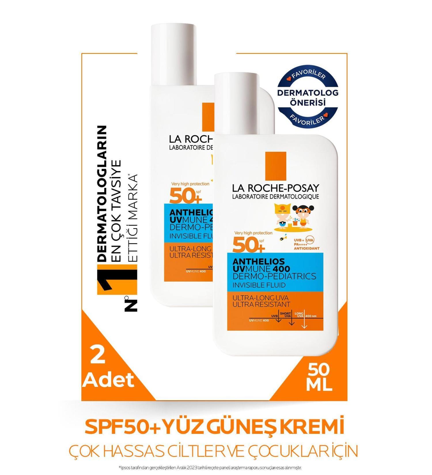 La Roche Posay Anthelios Dermo Pediatric Invisible Fluid SPF50+ 50 ml 2 Pieces