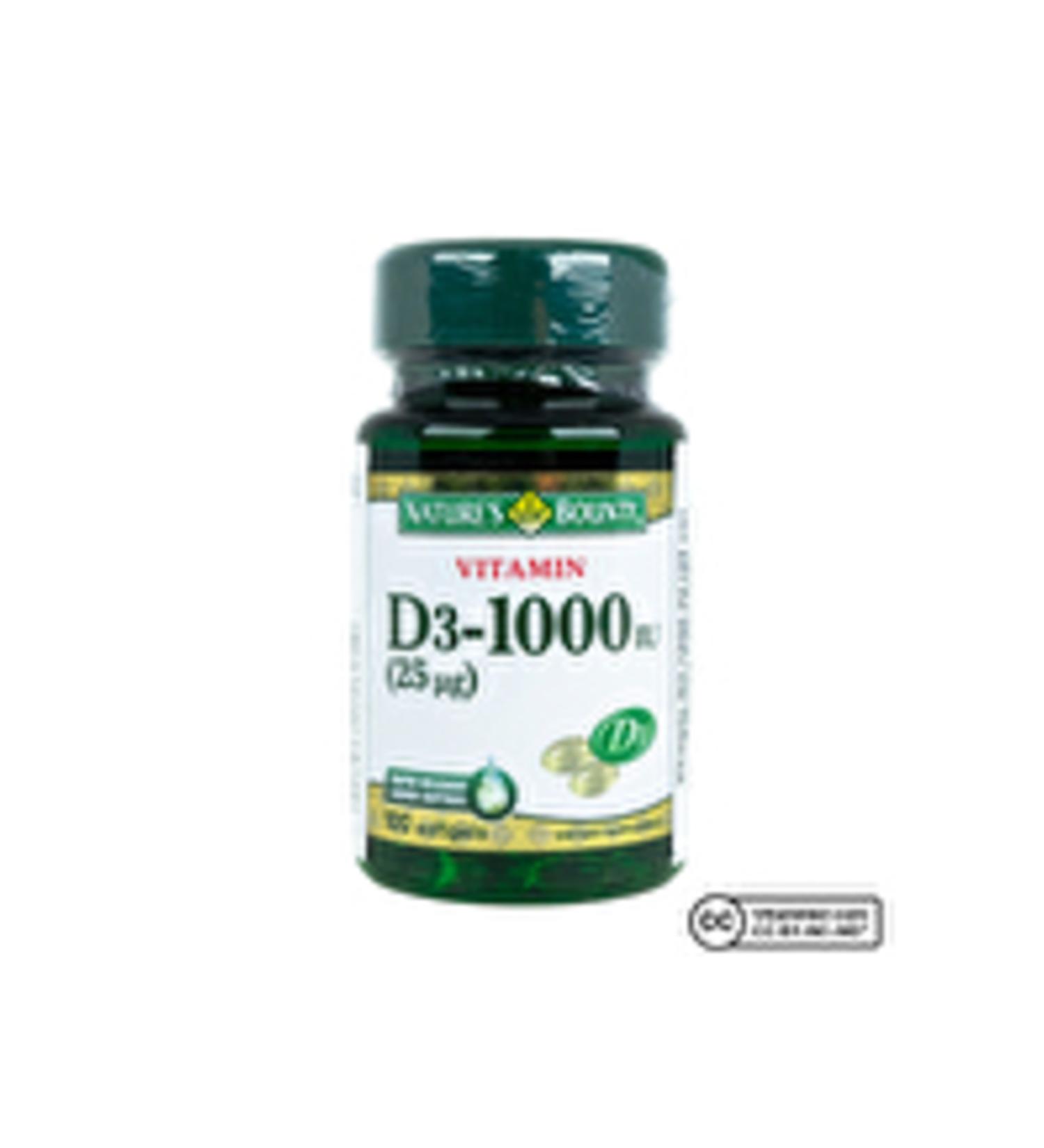 Nature's Bounty Vitamin D3 1000 IU 100 Capsules (1 PC)