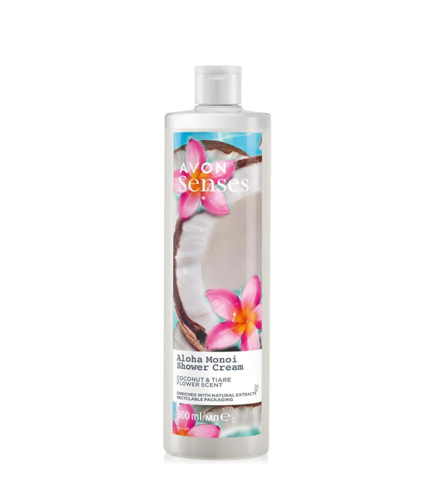 Avon Senses Aloha Monoi Tiare Flower and Coconut Scented Cream Shower Gel 500 Ml.
