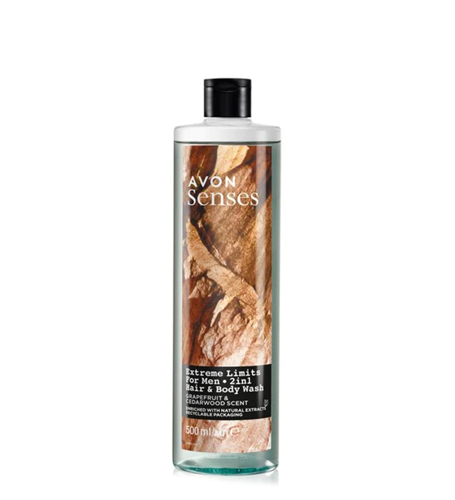 Avon Senses Extreme Limits Grapefruit and Sandalwood Scented Hair and Body Shower Gel for Men 500 Ml.