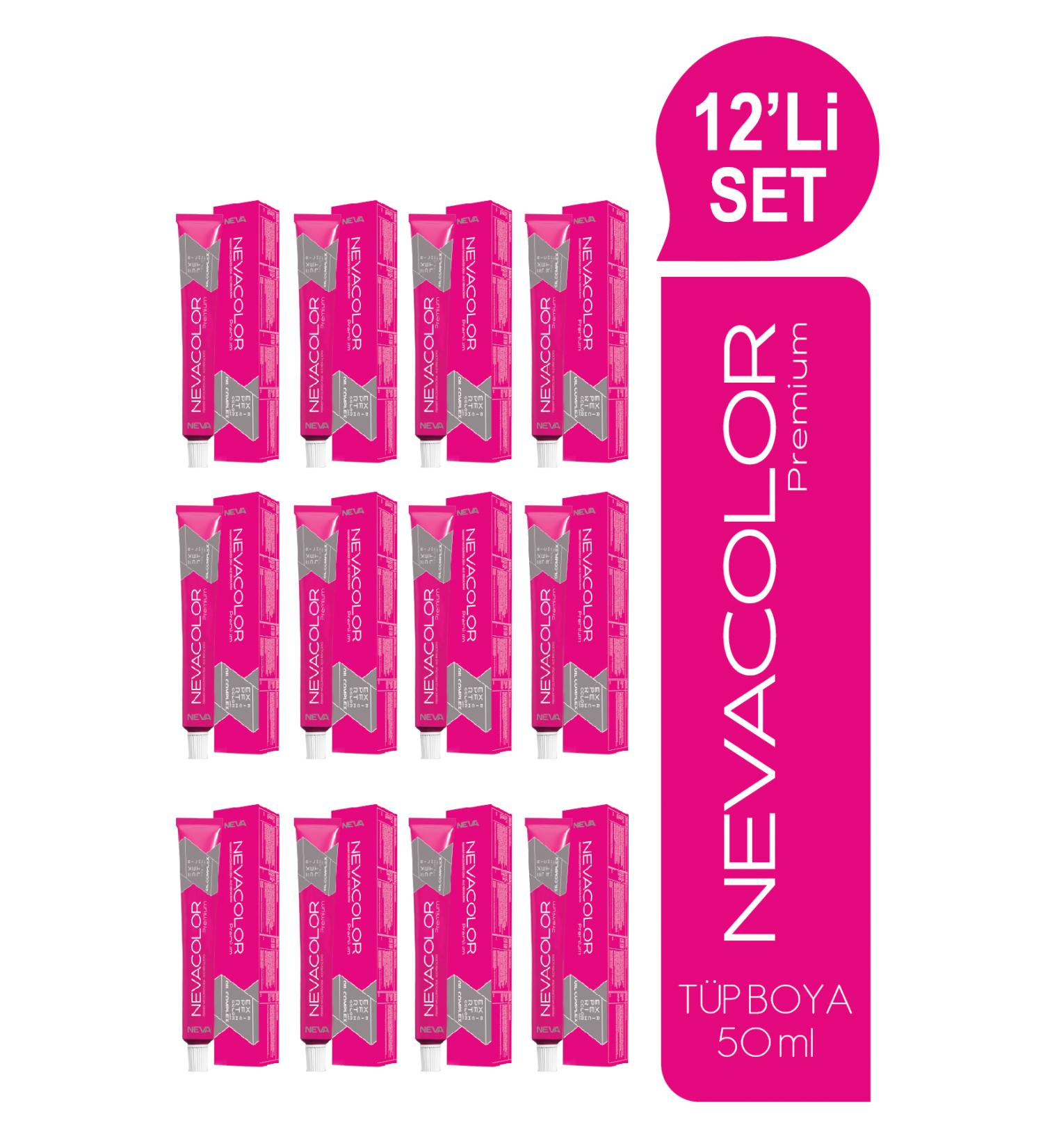 Nevacolor Premium 12-PIECE TUBE SET Permanent Cream Hair Dye (50ml x 12 pieces)