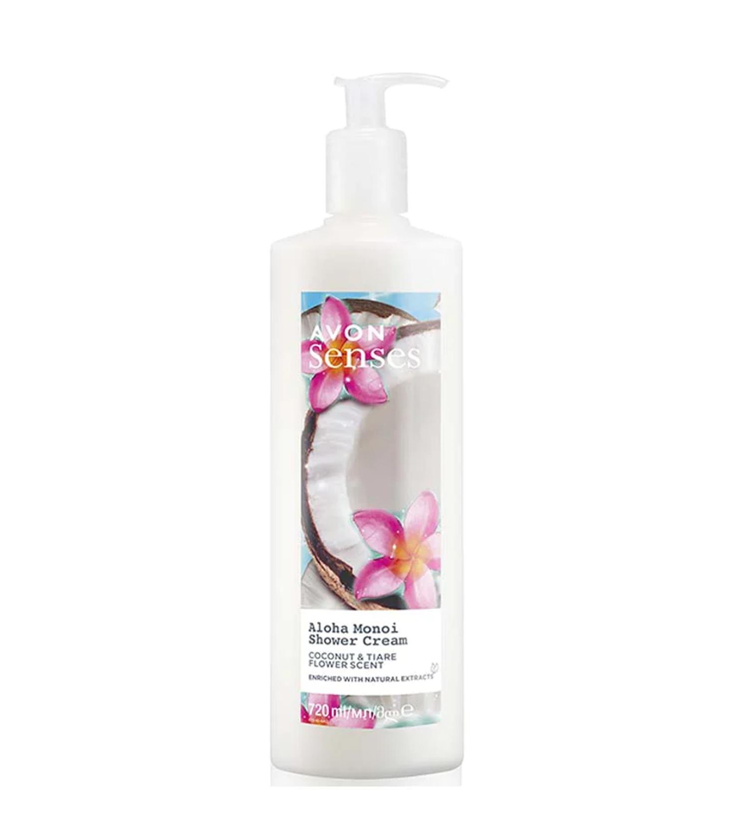 Avon Senses Aloha Monoi Tiare Flower and Coconut Scented Cream Shower Gel 720 Ml.
