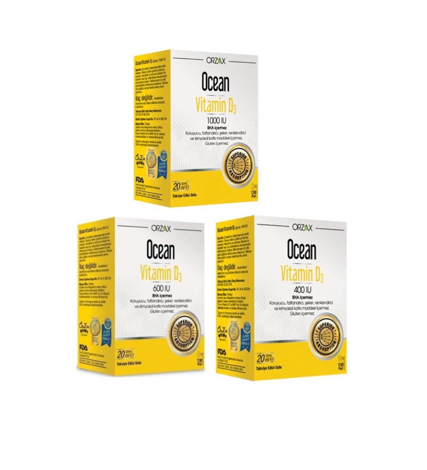 Ocean Vitamin D3 400 Iu Spray 20ml + Vitamin D3 600 Iu Spray 20 Ml