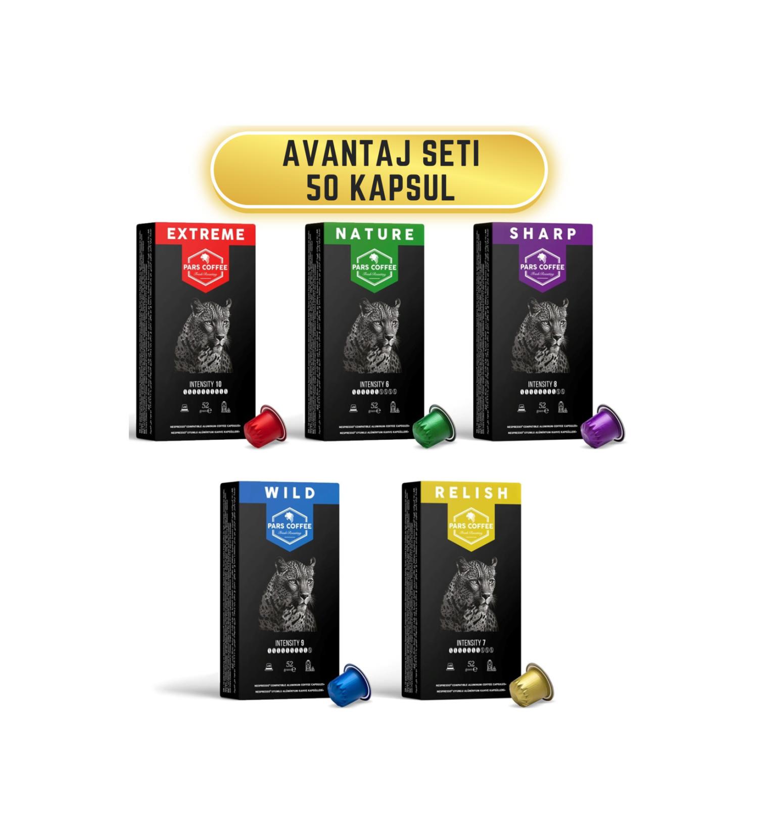 PARS COFFEE Nespresso Compatible Aluminum Capsule Coffee Mixed Set - 50 Capsules - Buy Online on GoSupps.com