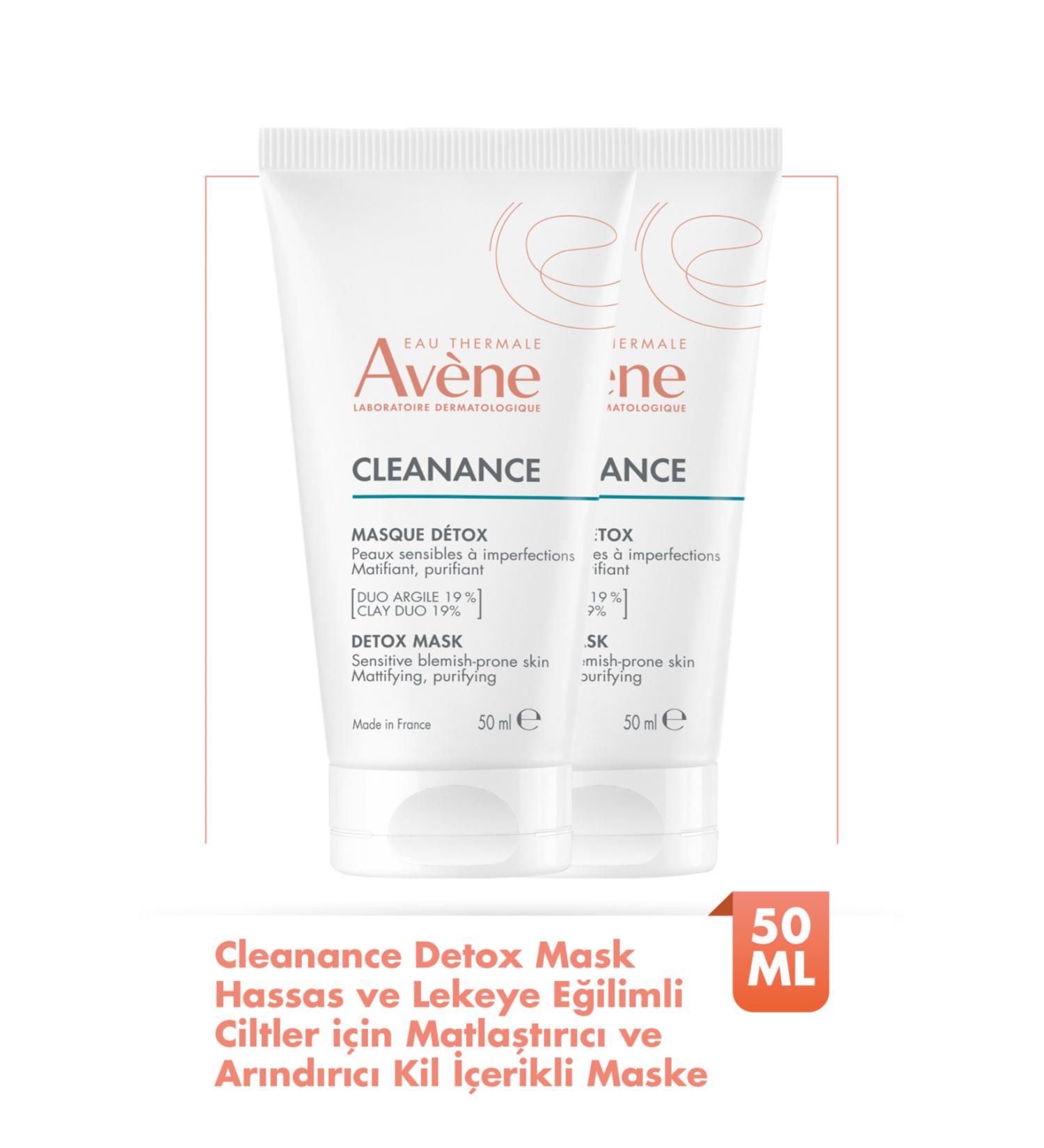 Avene Cleanance Detox Mask Mattifying Clay Mask for Sensitive and Blemish-Prone Skin 50 ml x2 - Buy Online on GoSupps.com