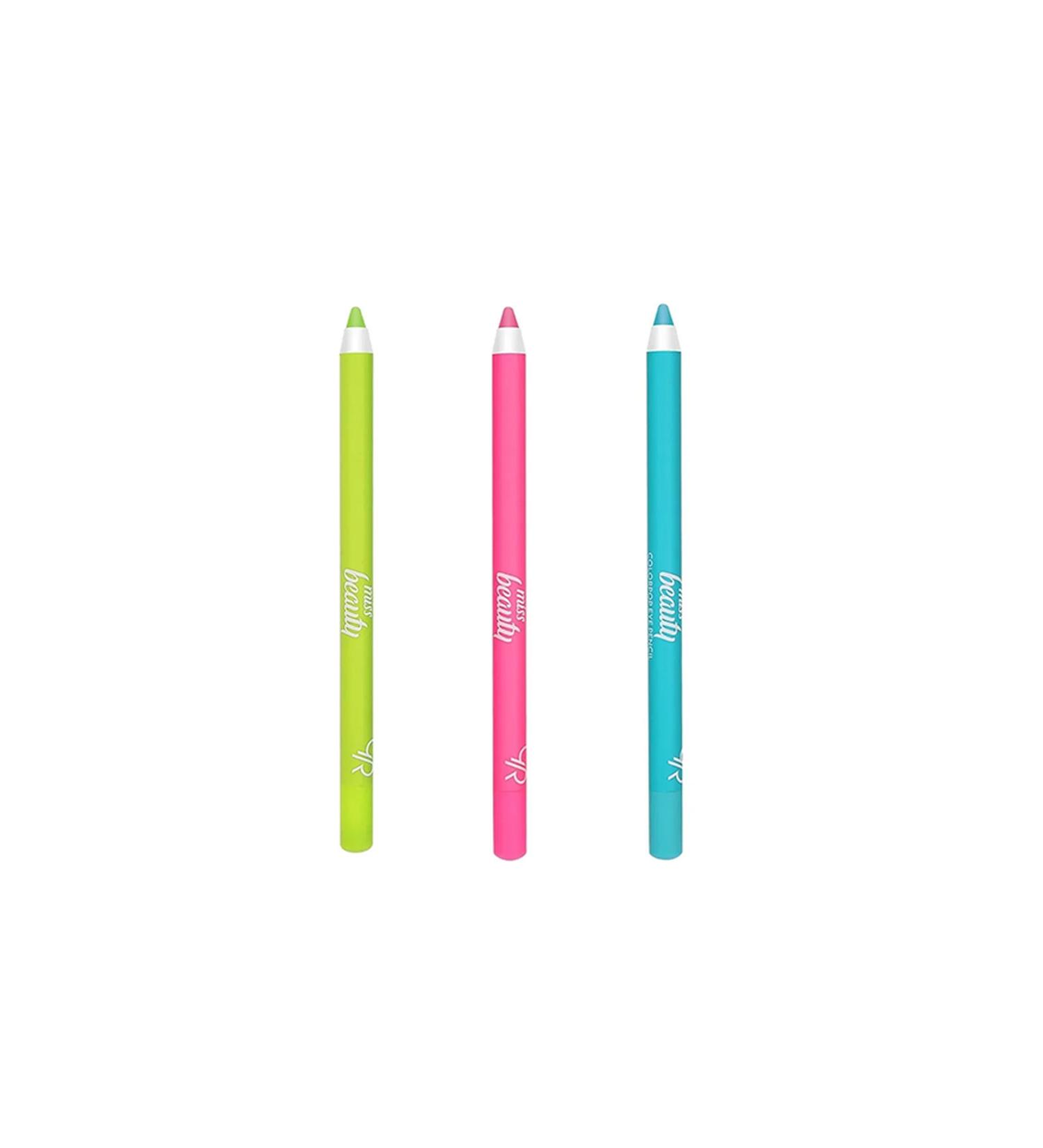 Golden Rose Miss Beauty Colorpop Eye Pencil Set of 3 (Bright Green Neon Pink Ocean Blue) - Buy Online on GoSupps.com