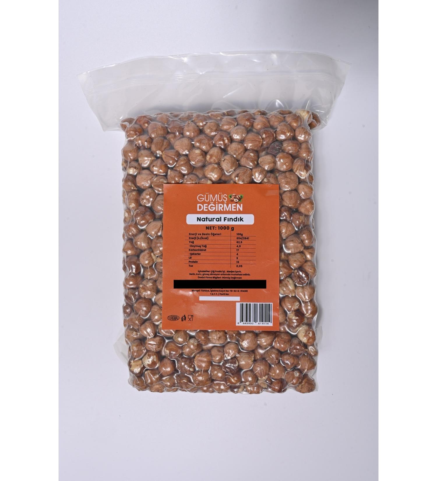 G M DE RMEN NATURAL HAZELNUT RAW 1KG VACUUM PACKAGE