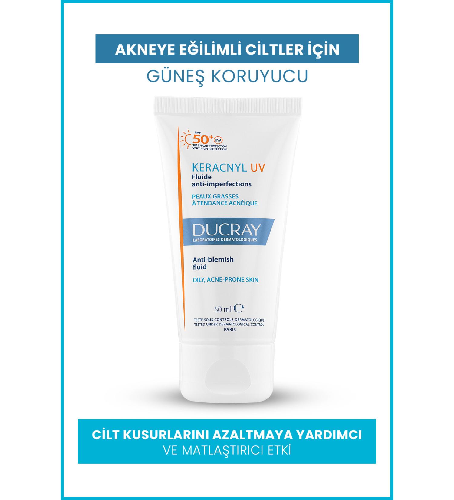 Ducray Keracnyl Fluid SPF 50+ Sunscreen for Oily and Acne Prone Skin 50ml - Buy Online on GoSupps.com