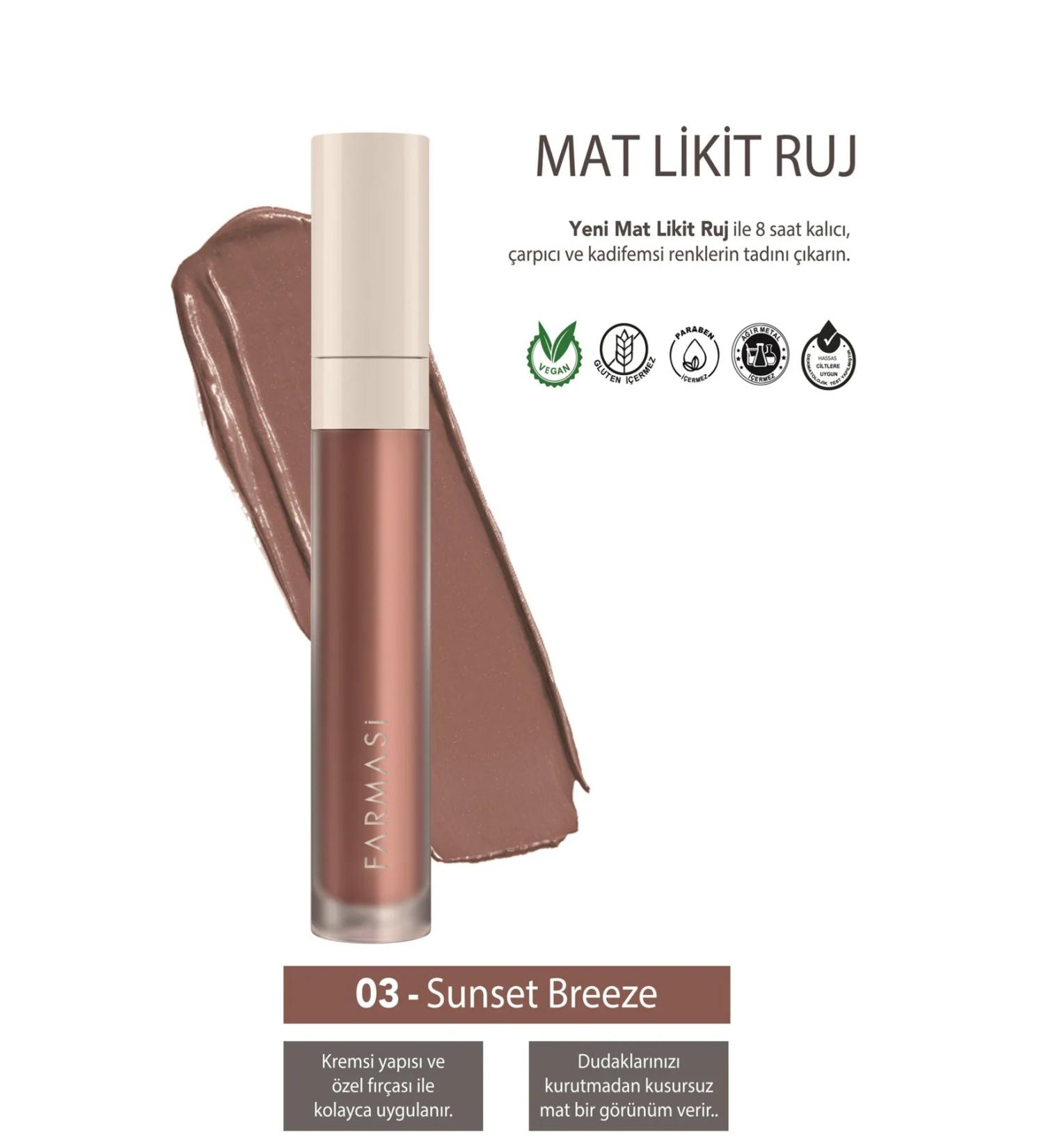 Farmasi Make Up Matte Liquid Lipstick 4 Ml - 03 Sunset Breeze