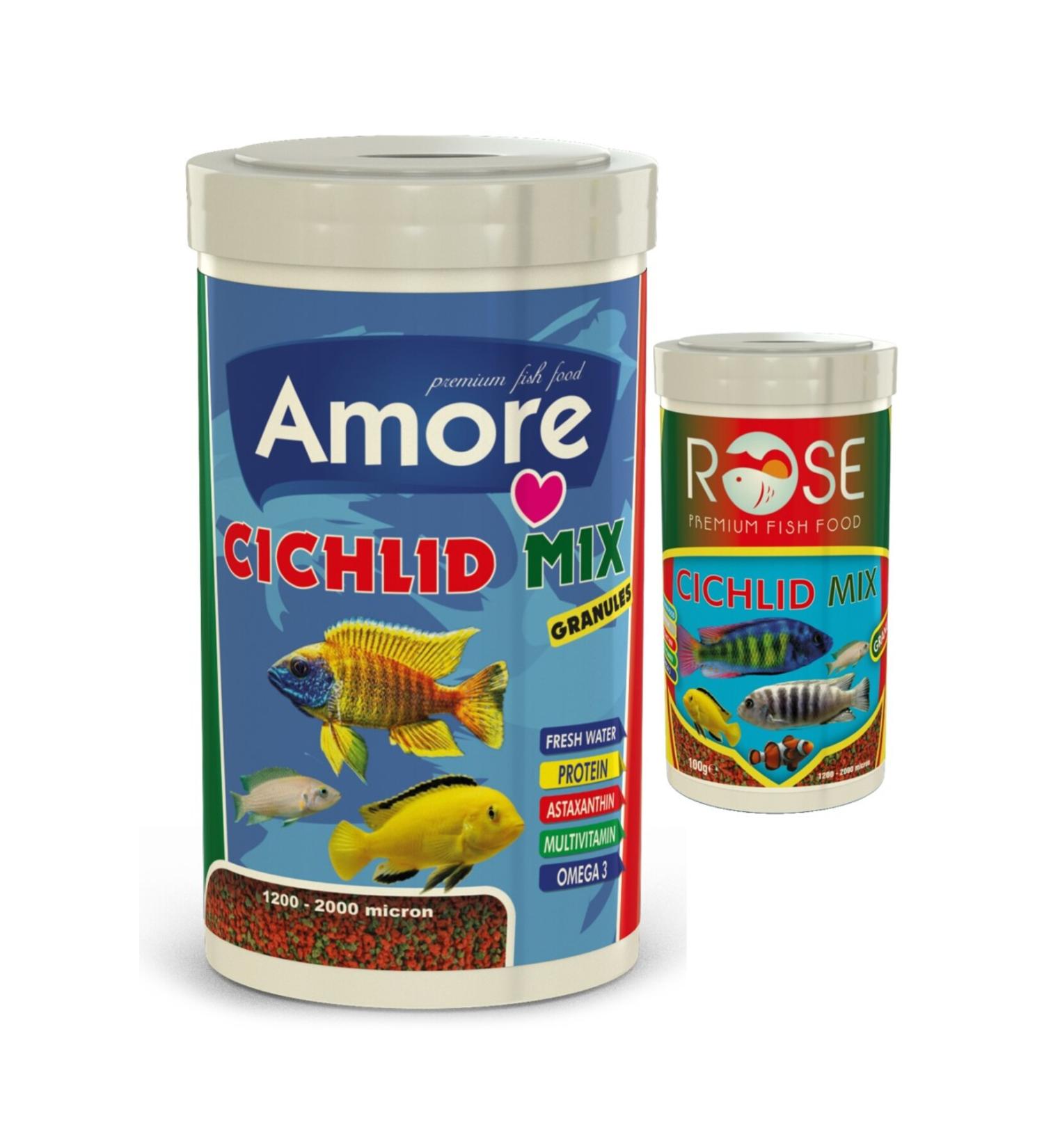 AMORE Cichlid Mix Granules 1000ml Rose Cichlid Mix 250ml Box Mixed Granule Fish Food
