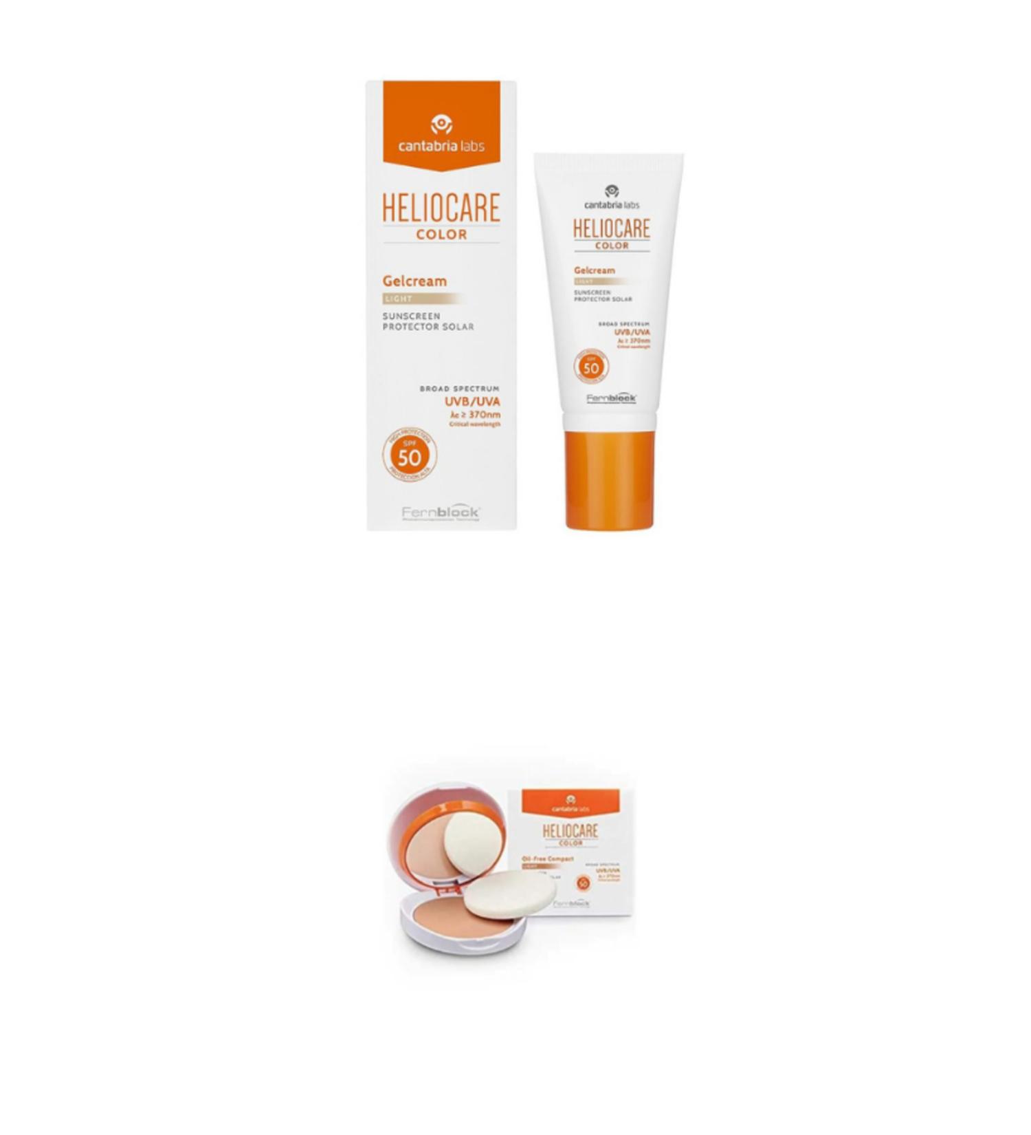 Heliocare Color Spf 50 Oil Free Compact 10 gr Light & Color Gelcream Light Spf 50 Sun Cream 50 ml