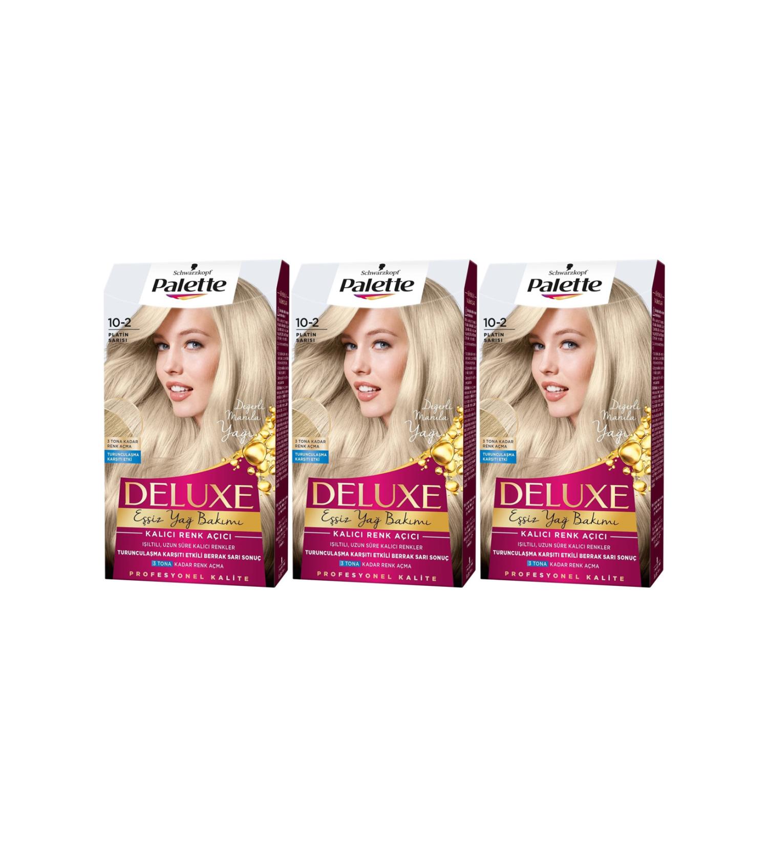 Palette Deluxe Hair Dye 10-2 Platinum Blonde Set of 3