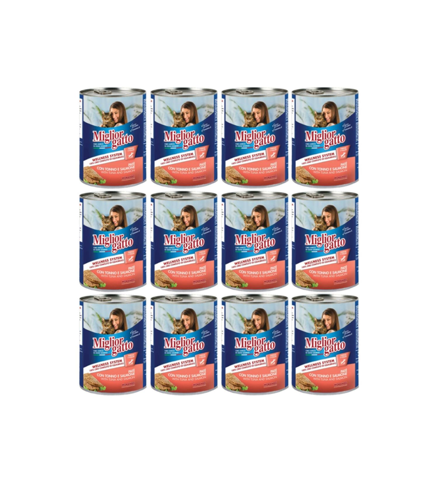 MORANDO Adult Cat Canned Food with Salmon 405 Gr (12 Pieces)