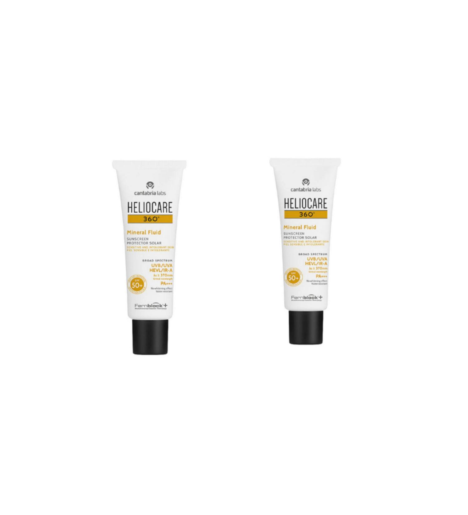Heliocare 360 Mineral Fluid Sun Cream SPF50+ 50 ml 2 Pieces